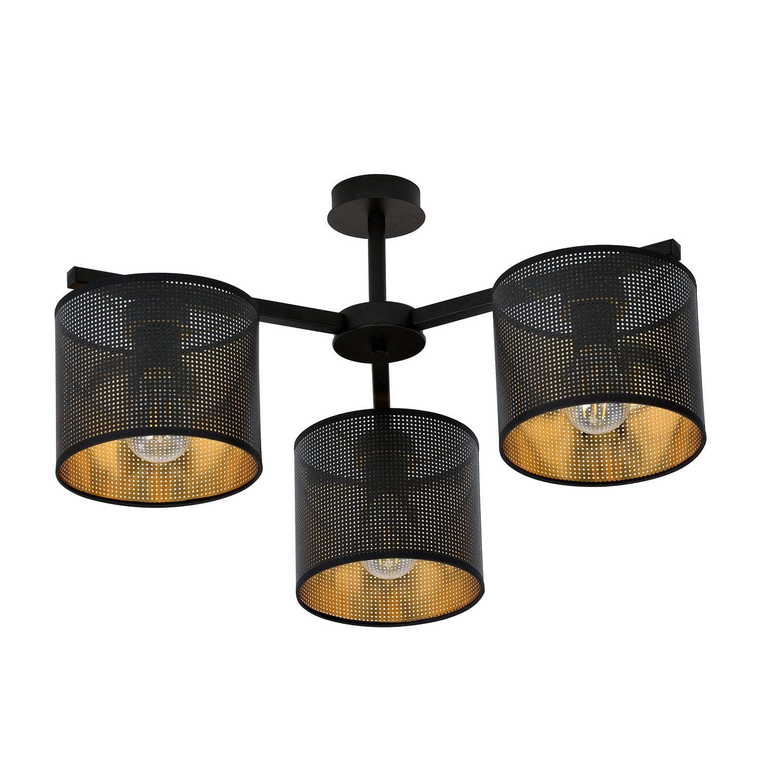 Plafoniera Industrial 3 Luci Jordan In Acciaio Nero E Paralumi A Cilindro Oro in Lampade a sospensione LuceArt - Montecorvino Pugliano, commercioVirtuoso.it