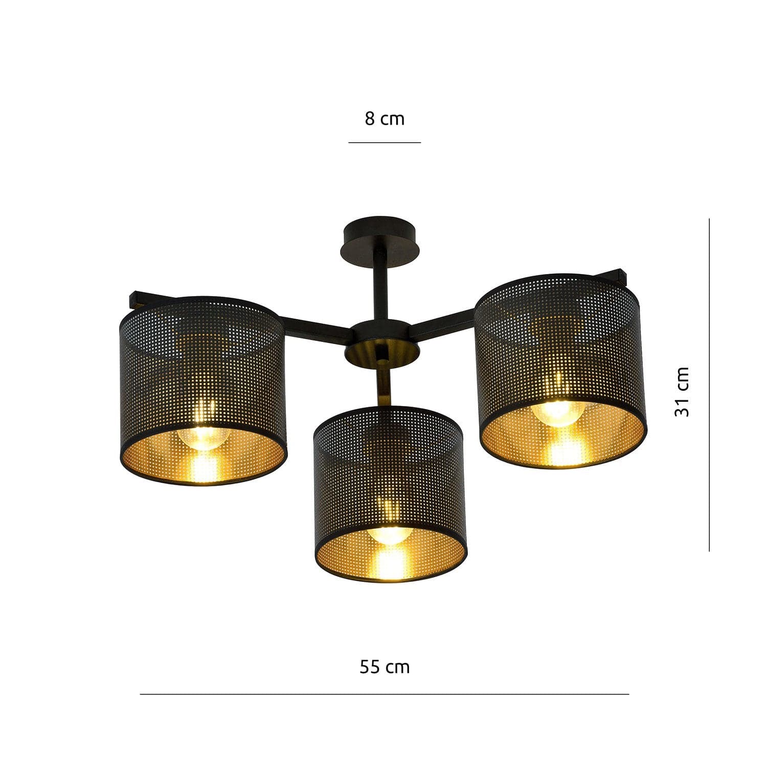 Plafoniera Industrial 3 Luci Jordan In Acciaio Nero E Paralumi A Cilindro Oro in Lampade a sospensione LuceArt - Montecorvino Pugliano, commercioVirtuoso.it