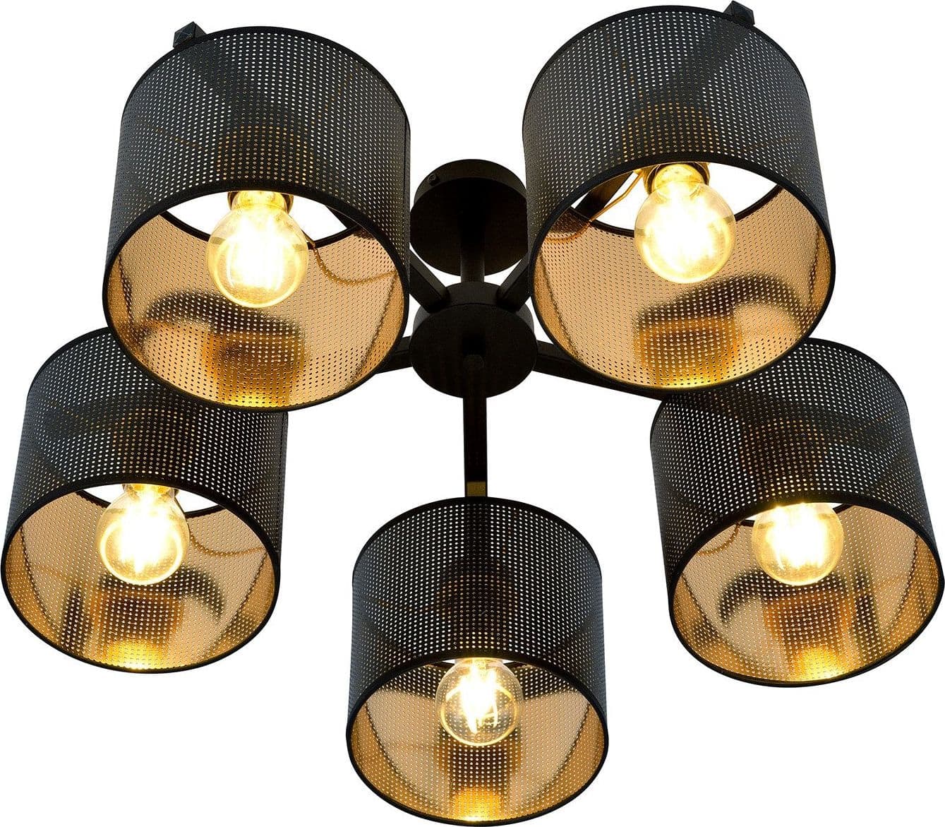 Plafoniera Industrial 5 Luci Jordan In Acciaio Nero E Paralumi A Cilindro Oro in Lampade a sospensione LuceArt - Montecorvino Pugliano, commercioVirtuoso.it
