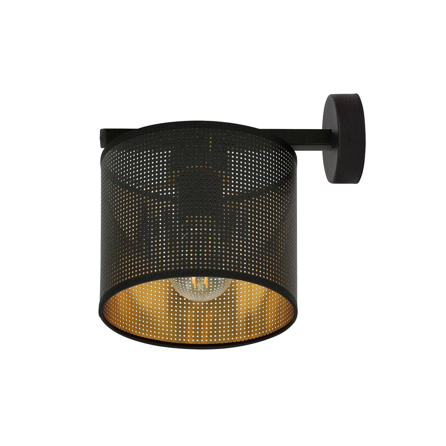 Applique Industrial 1 Luce Jordan In Acciaio Nero E Paralume A Cilindro Oro in Applique LuceArt - Montecorvino Pugliano, commercioVirtuoso.it