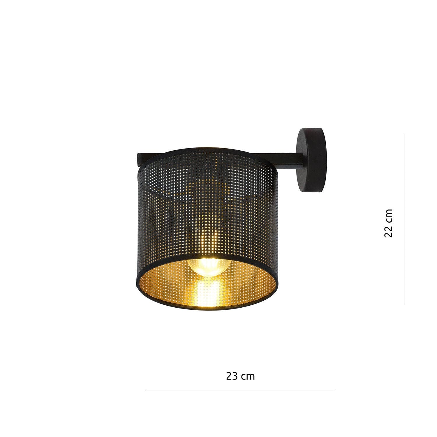 Applique Industrial 1 Luce Jordan In Acciaio Nero E Paralume A Cilindro Oro in Applique LuceArt - Montecorvino Pugliano, commercioVirtuoso.it