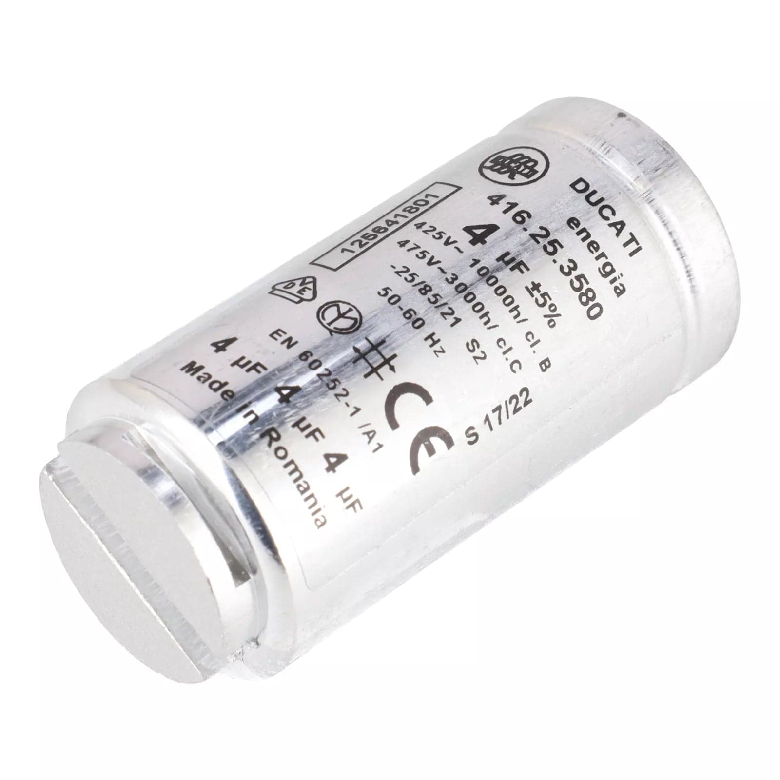 Condensatore 4 µF Ducati spunto motore asciugatrice ELECTROLUX (1256418011) in prodotto EuroStore07 - Alatri, commercioVirtuoso.it