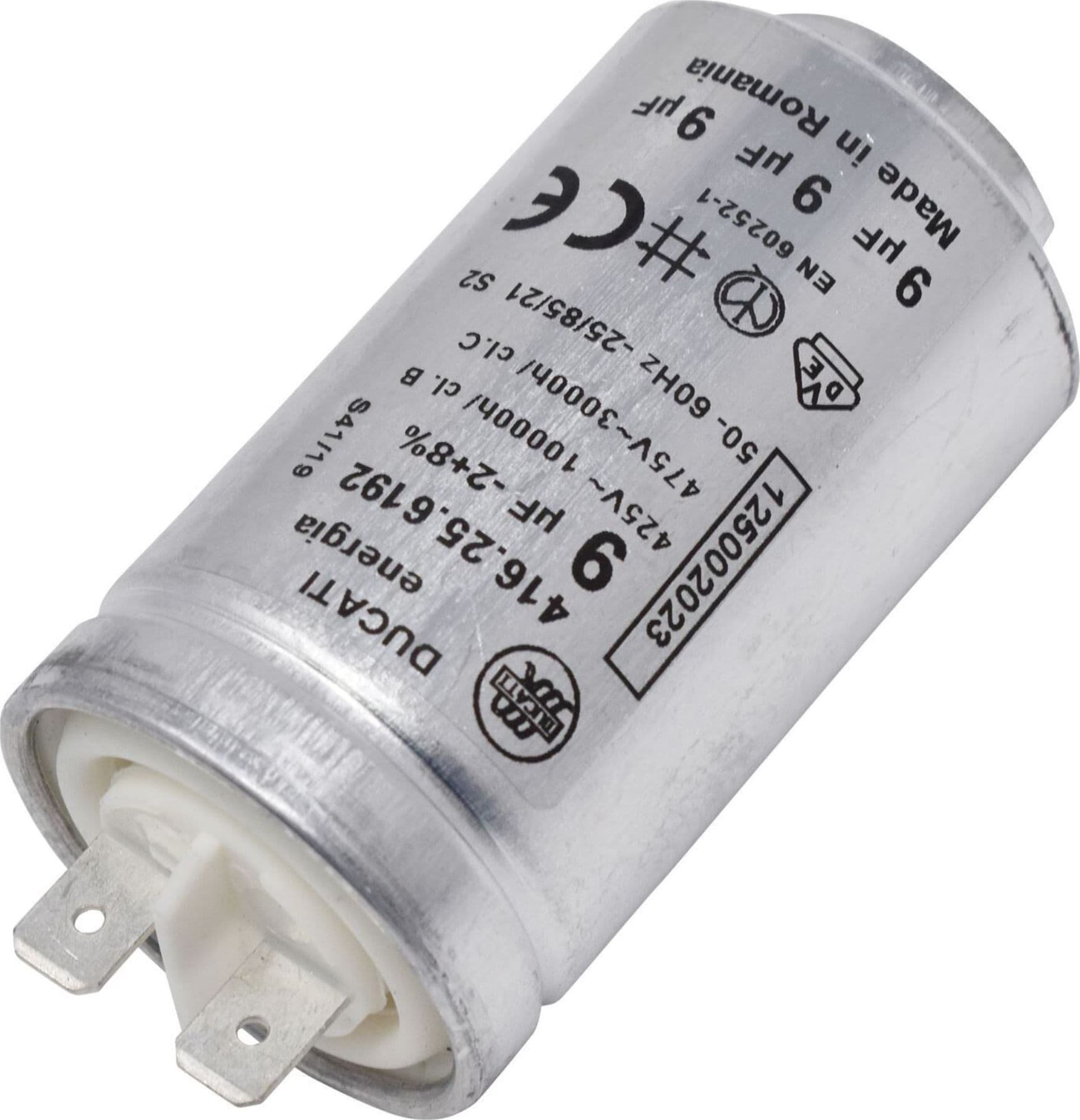 Condensatore 9 µF Ducati spunto motore asciugatrice ELECTROLUX 1125431005 in prodotto EuroStore07 - Alatri, commercioVirtuoso.it