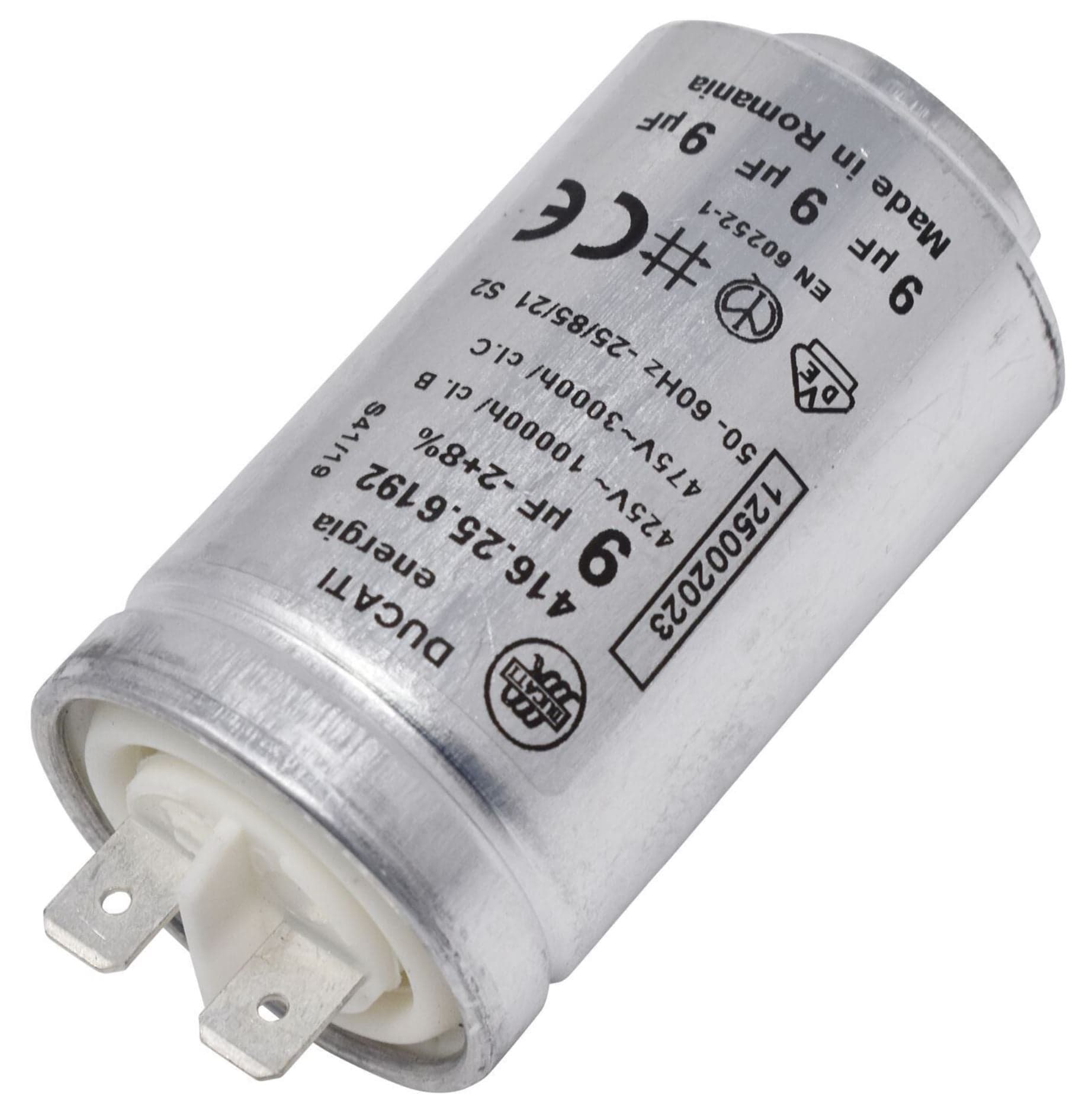 Condensatore 9 µF Ducati spunto motore asciugatrice ELECTROLUX 1125431005 in prodotto EuroStore07 - Alatri, commercioVirtuoso.it