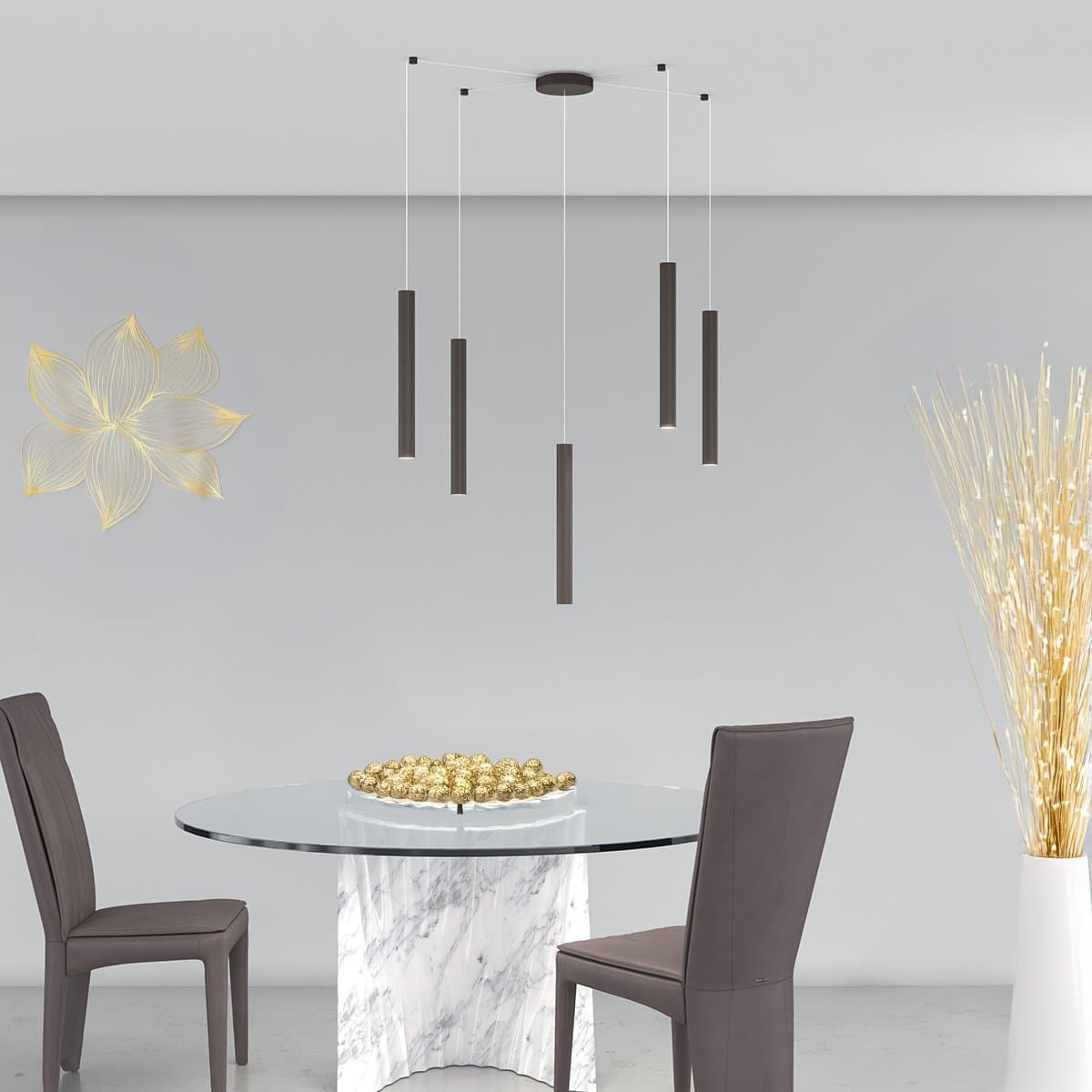Lampadario Top light ROUND TUBE 1174 S5 GU10 LED cilindro metallo moderno in Lampade a sospensione Lampadari Bartalini - Colle di Val d’Elsa, commercioVirtuoso.it