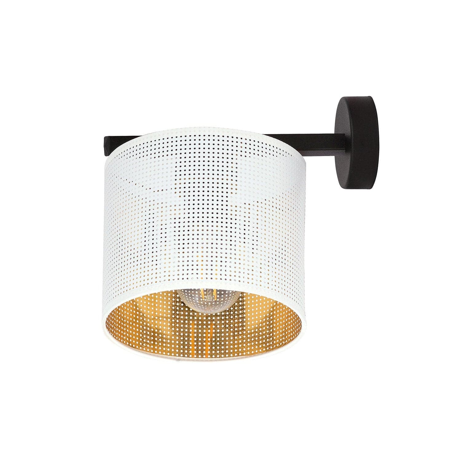 Applique Industrial 1 Luce Jordan In Acciaio Bianco E Paralume A Cilindro Oro in Applique LuceArt - Montecorvino Pugliano, commercioVirtuoso.it