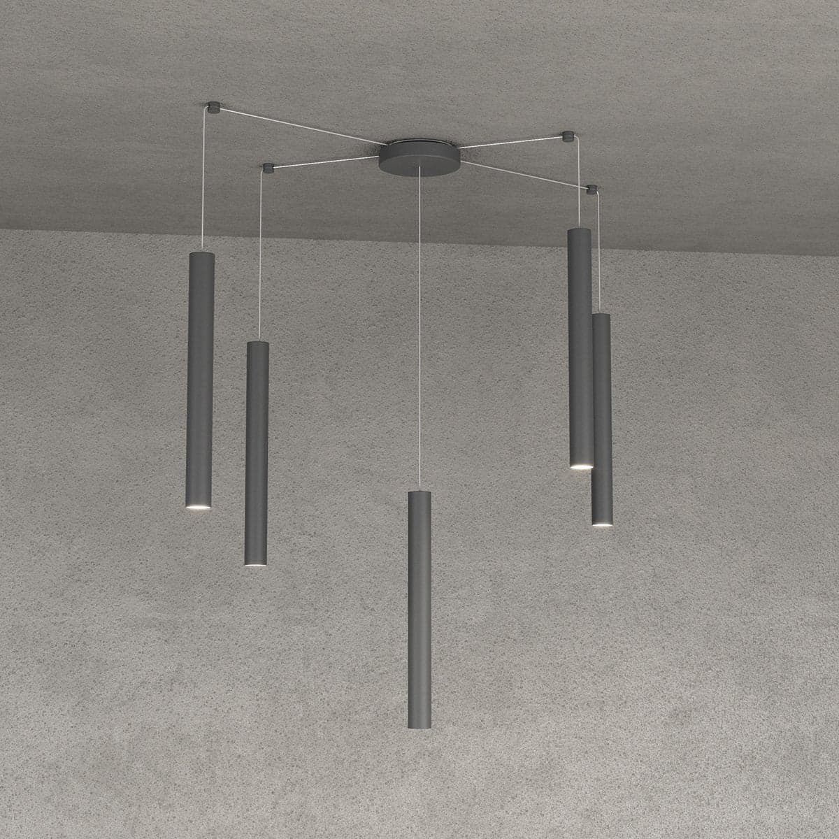 Lampadario Top light ROUND TUBE 1174 S5 GU10 LED cilindro metallo moderno in Lampade a sospensione Lampadari Bartalini - Colle di Val d’Elsa, commercioVirtuoso.it