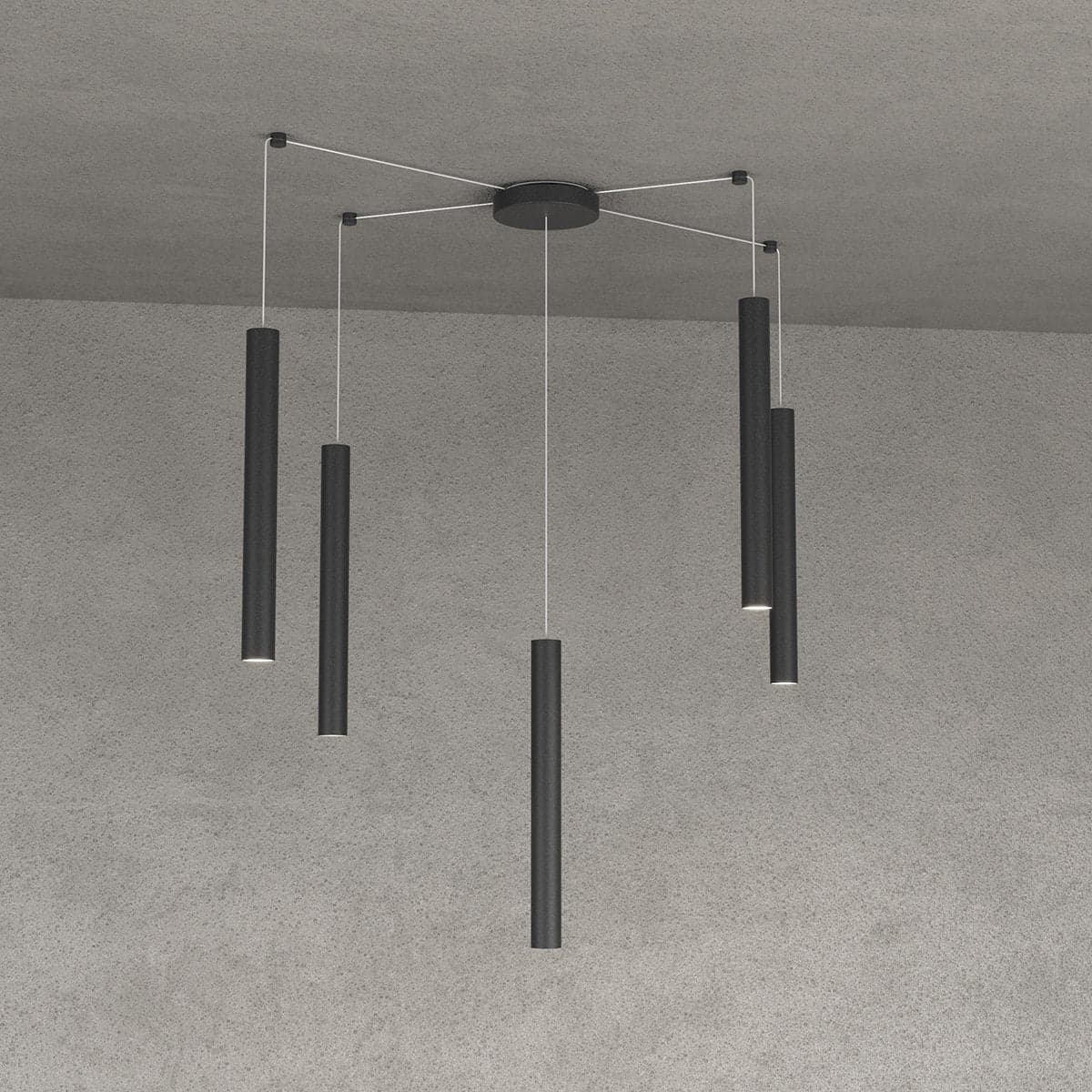 Lampadario Top light ROUND TUBE 1174 S5 GU10 LED cilindro metallo moderno in Lampade a sospensione Lampadari Bartalini - Colle di Val d’Elsa, commercioVirtuoso.it