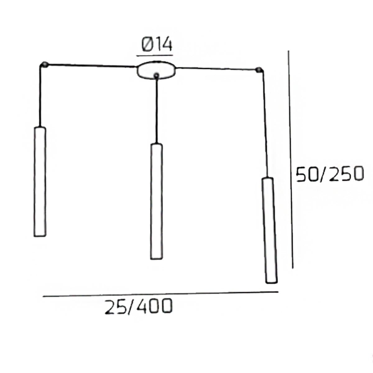 Lampadario Top light ROUND TUBE 1174 S3 GU10 LED cilindro metallo moderno in Lampade a sospensione Lampadari Bartalini - Colle di Val d’Elsa, commercioVirtuoso.it