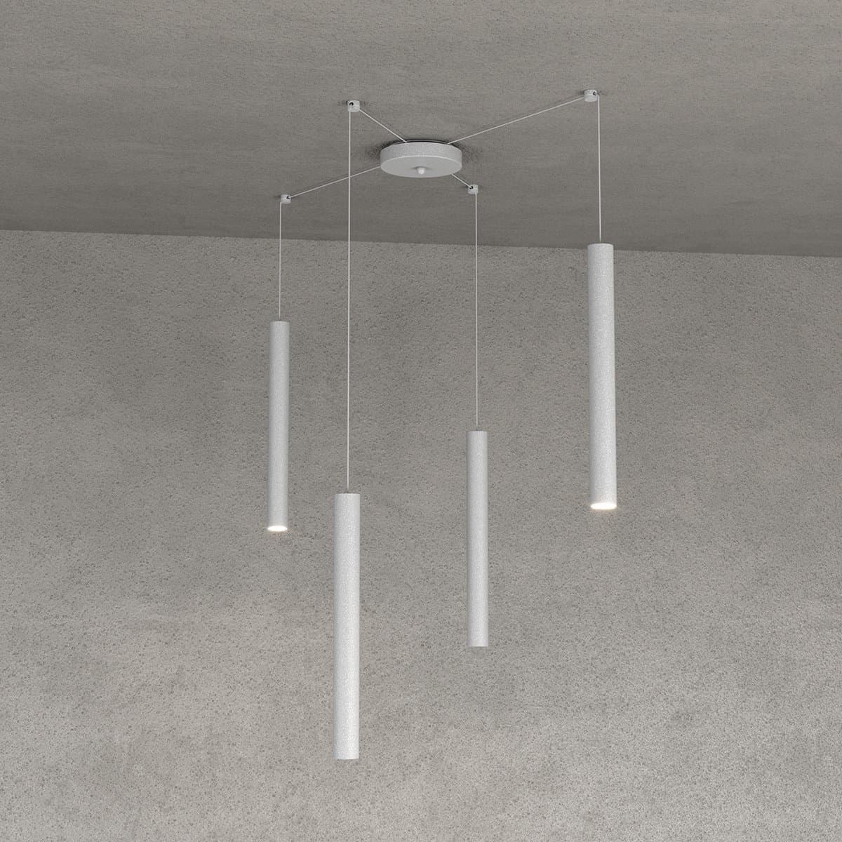 Lampadario Top light ROUND TUBE 1174 S4 GU10 LED cilindro metallo moderno in Lampade a sospensione Lampadari Bartalini - Colle di Val d’Elsa, commercioVirtuoso.it