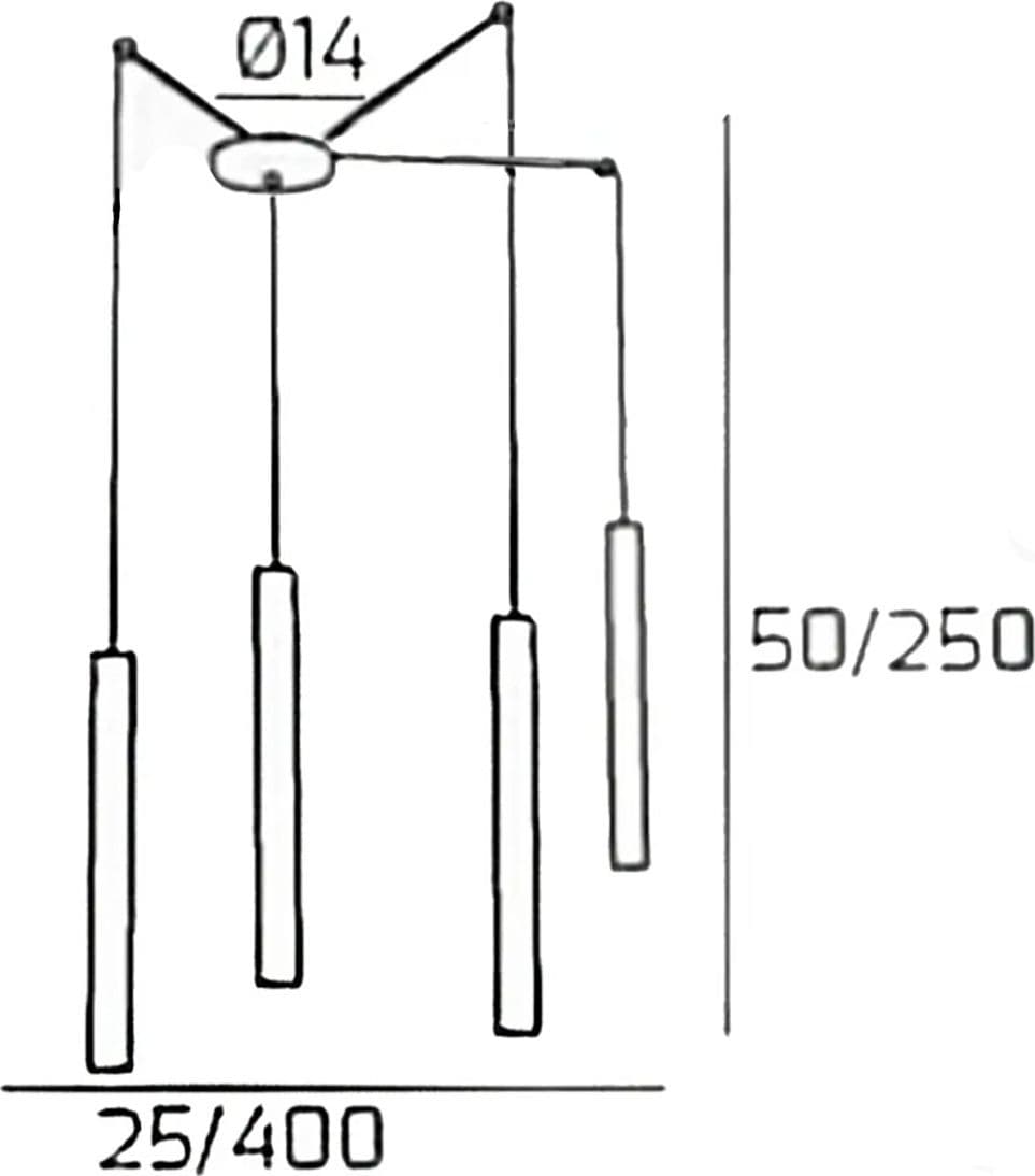 Lampadario Top light ROUND TUBE 1174 S4 GU10 LED cilindro metallo moderno in Lampade a sospensione Lampadari Bartalini - Colle di Val d’Elsa, commercioVirtuoso.it