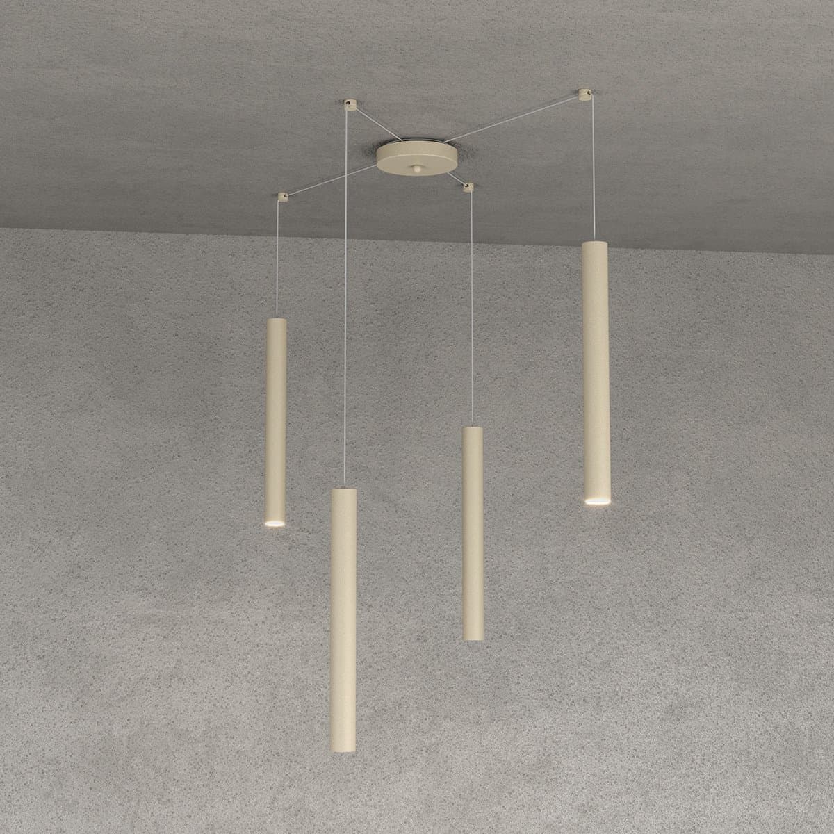 Lampadario Top light ROUND TUBE 1174 S4 GU10 LED cilindro metallo moderno in Lampade a sospensione Lampadari Bartalini - Colle di Val d’Elsa, commercioVirtuoso.it