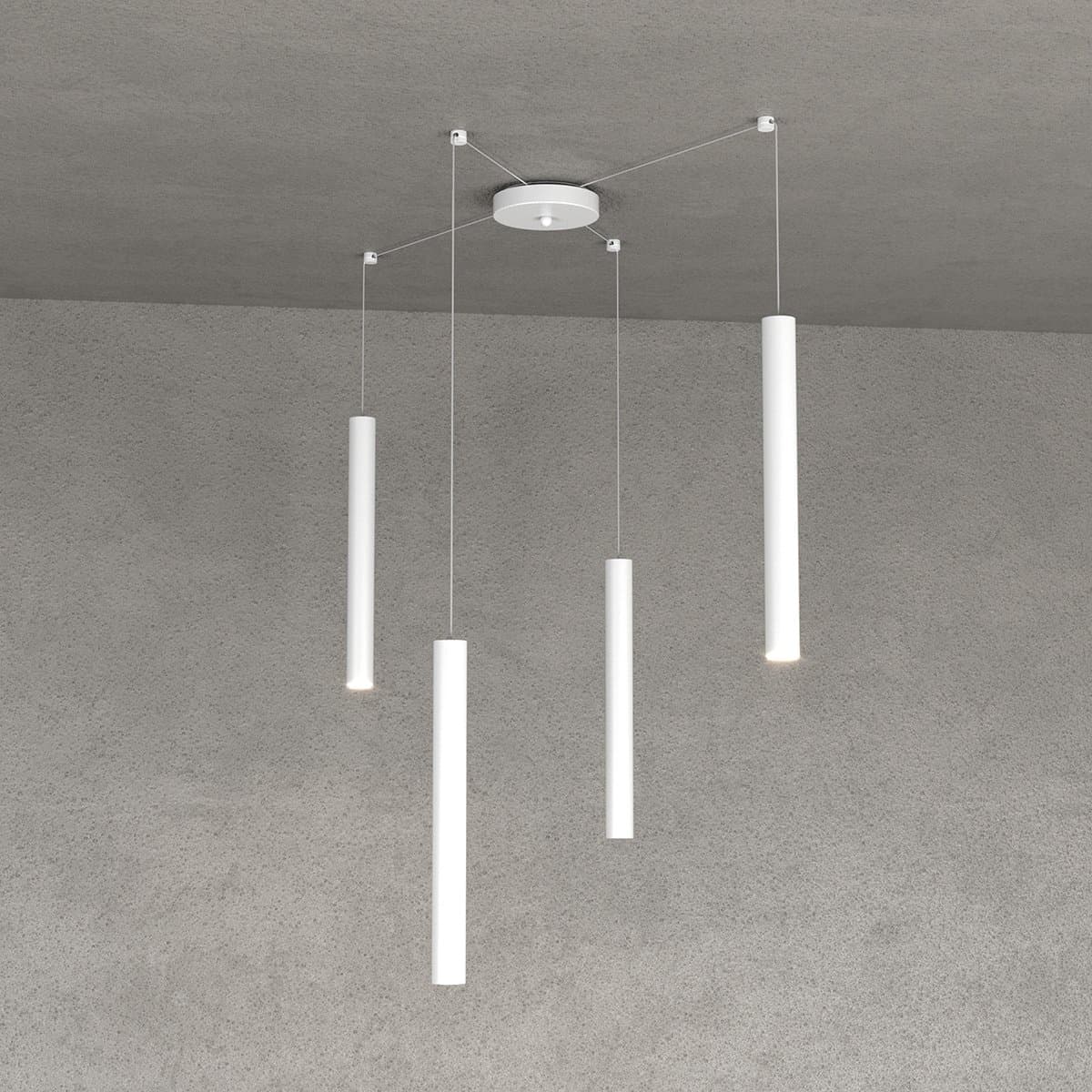 Lampadario Top light ROUND TUBE 1174 S4 GU10 LED cilindro metallo moderno in Lampade a sospensione Lampadari Bartalini - Colle di Val d’Elsa, commercioVirtuoso.it
