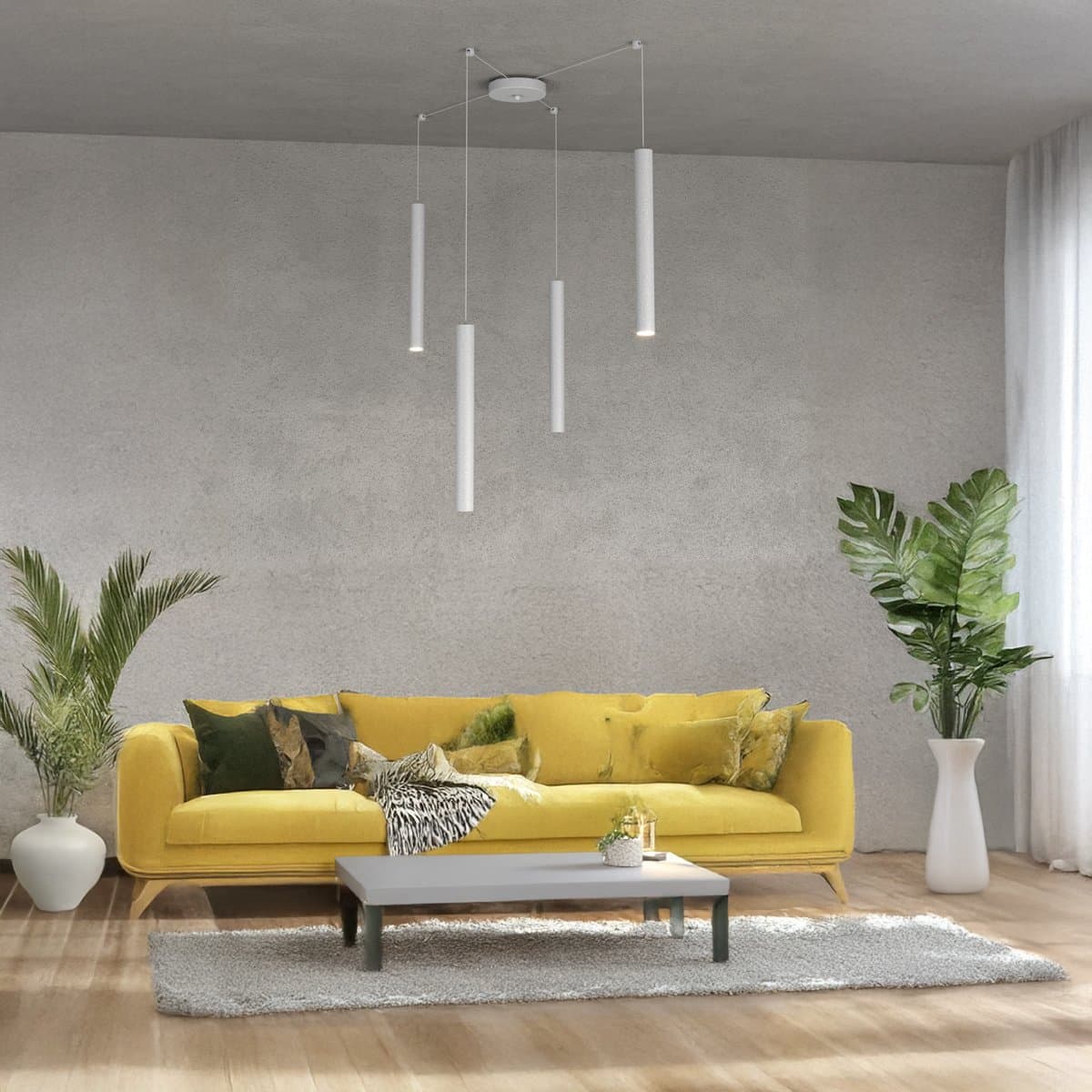 Lampadario Top light ROUND TUBE 1174 S4 GU10 LED cilindro metallo moderno in Lampade a sospensione Lampadari Bartalini - Colle di Val d’Elsa, commercioVirtuoso.it