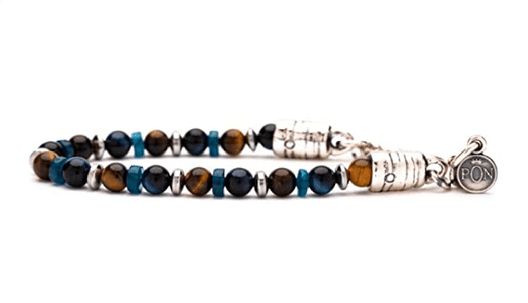 PORTONOVO – Bracciale Classic Uomo Occhio di Tigre Blu Petrolio