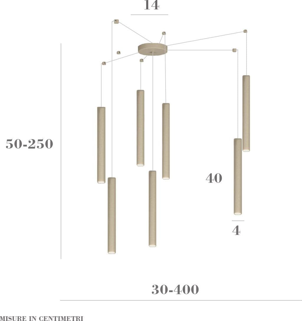 Lampadario Top light ROUND TUBE 1174 S7 GU10 LED cilindro metallo classico moderno in Lampadine a LED Lampadari Bartalini - Colle di Val d’Elsa, commercioVirtuoso.it