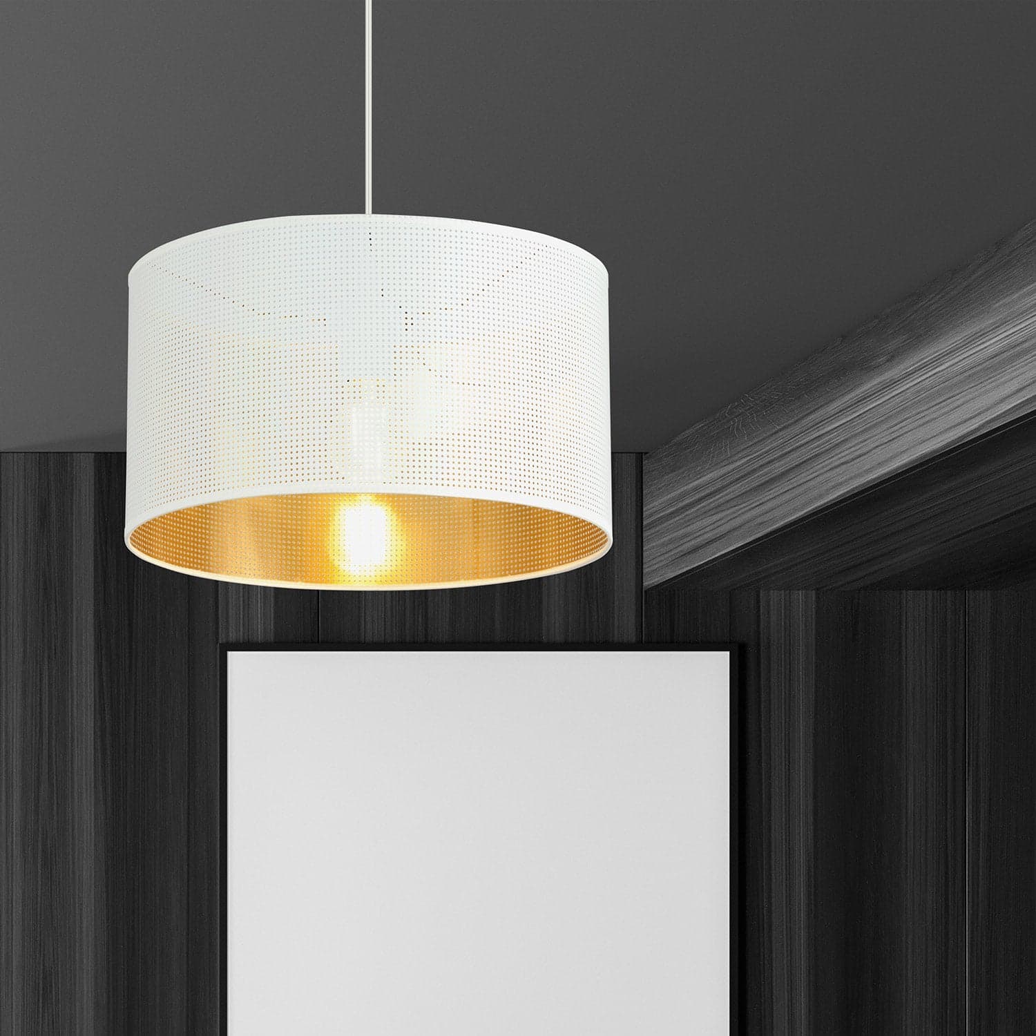 Sospensione Minimal 1 Luce Aston In Acciaio Bianco E Oro in Lampade a sospensione LuceArt - Montecorvino Pugliano, commercioVirtuoso.it
