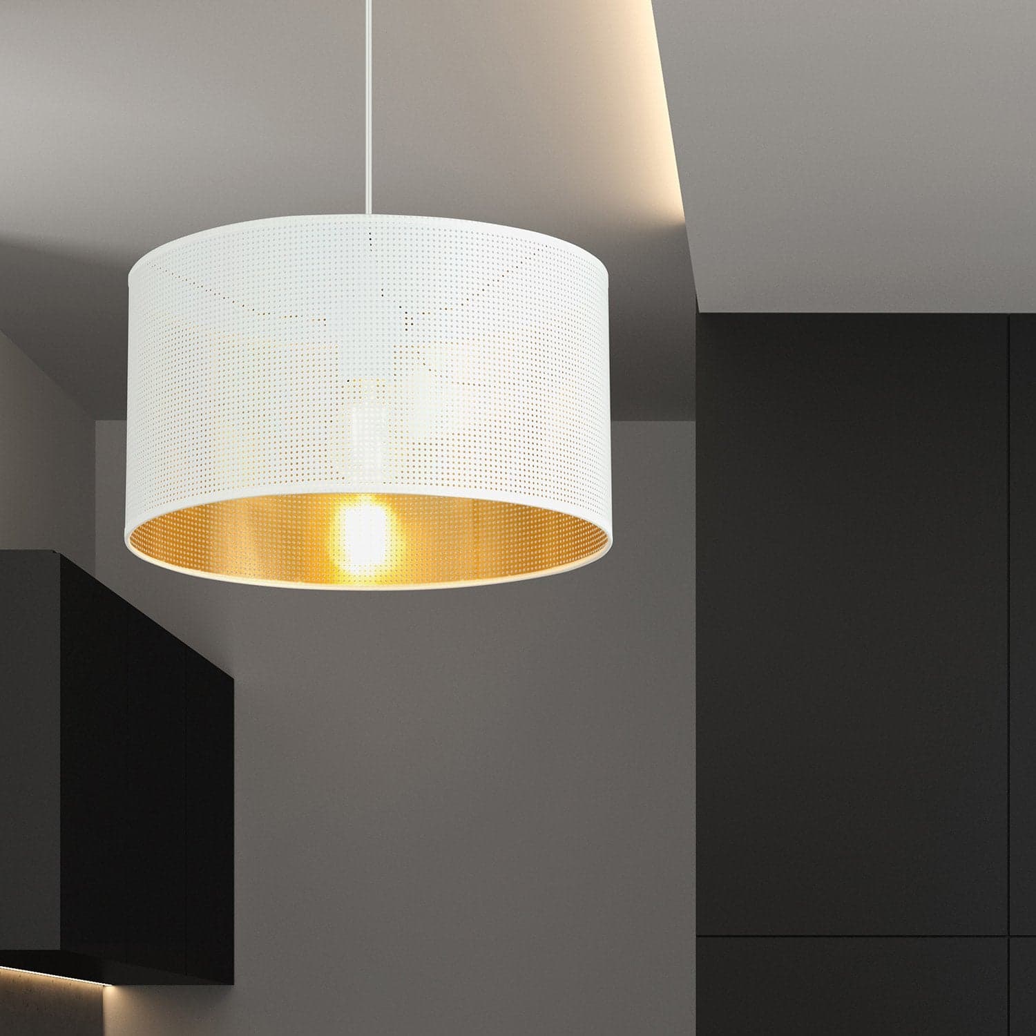 Sospensione Minimal 1 Luce Aston In Acciaio Bianco E Oro in Lampade a sospensione LuceArt - Montecorvino Pugliano, commercioVirtuoso.it