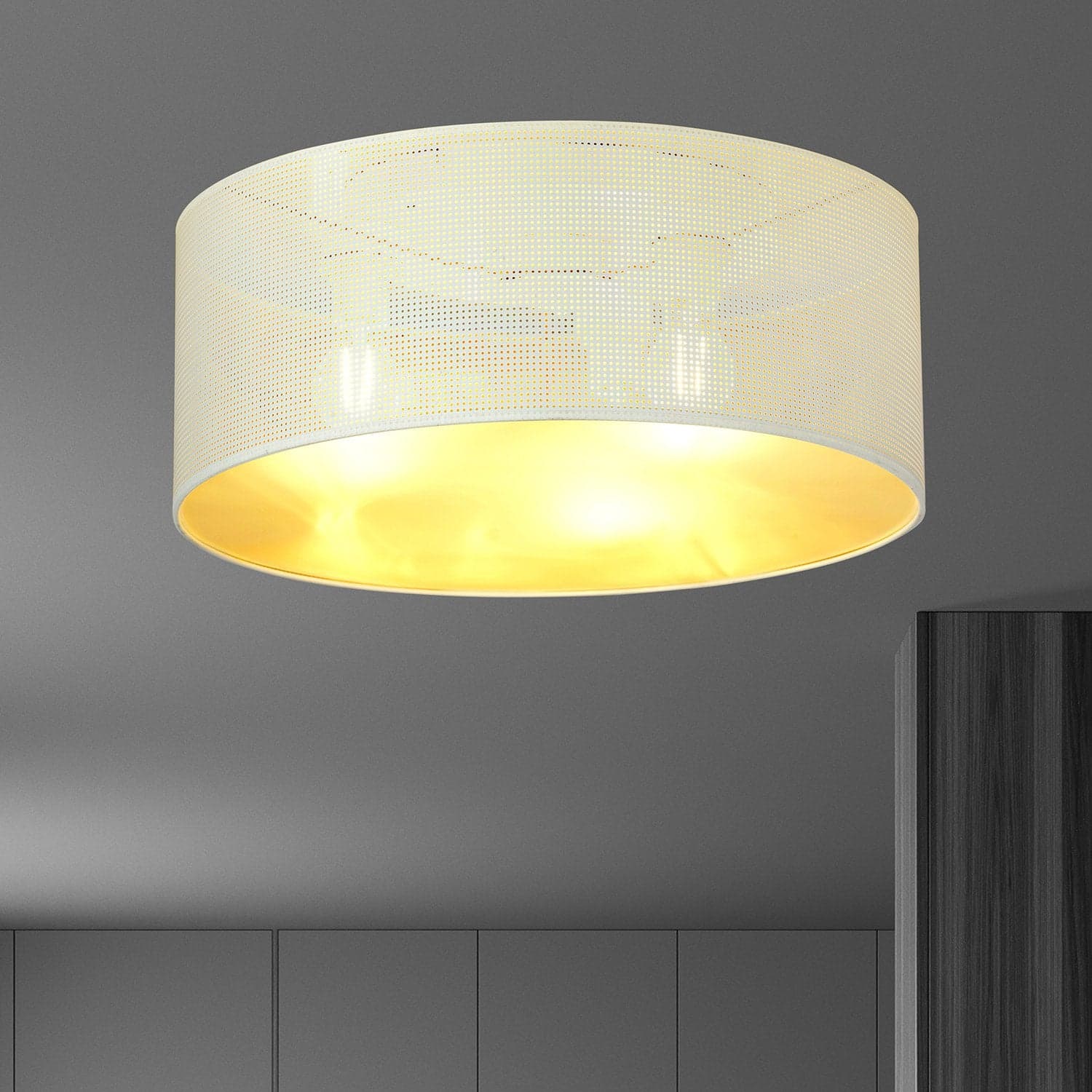 Plafoniera Minimal 3 Luci Aston In Acciaio Bianco E Oro in Plafoniere LuceArt - Montecorvino Pugliano, commercioVirtuoso.it