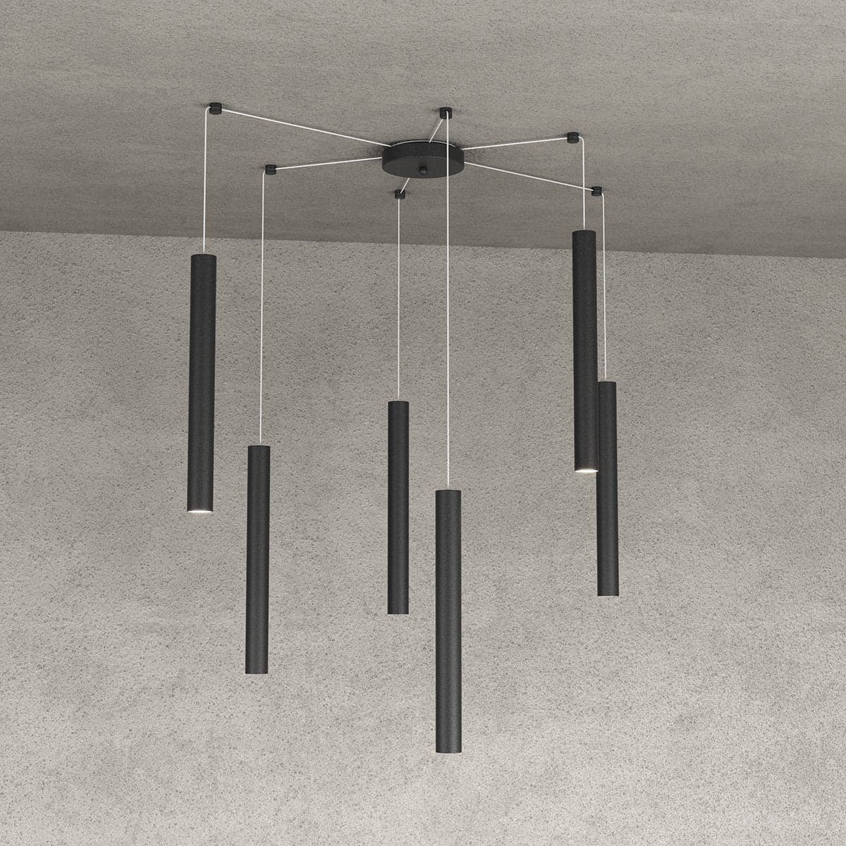 Lampadario Top light ROUND TUBE 1174 S6 GU10 LED cilindro metallo classico moderno in Lampade a sospensione Lampadari Bartalini - Colle di Val d’Elsa, commercioVirtuoso.it