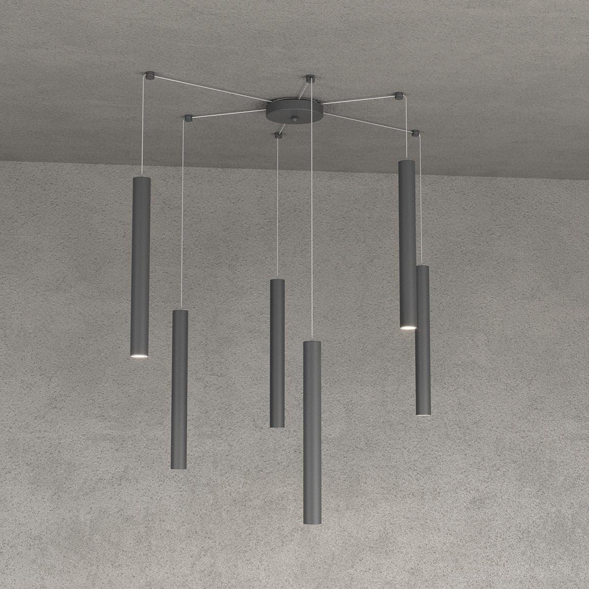 Lampadario Top light ROUND TUBE 1174 S6 GU10 LED cilindro metallo classico moderno in Lampade a sospensione Lampadari Bartalini - Colle di Val d’Elsa, commercioVirtuoso.it