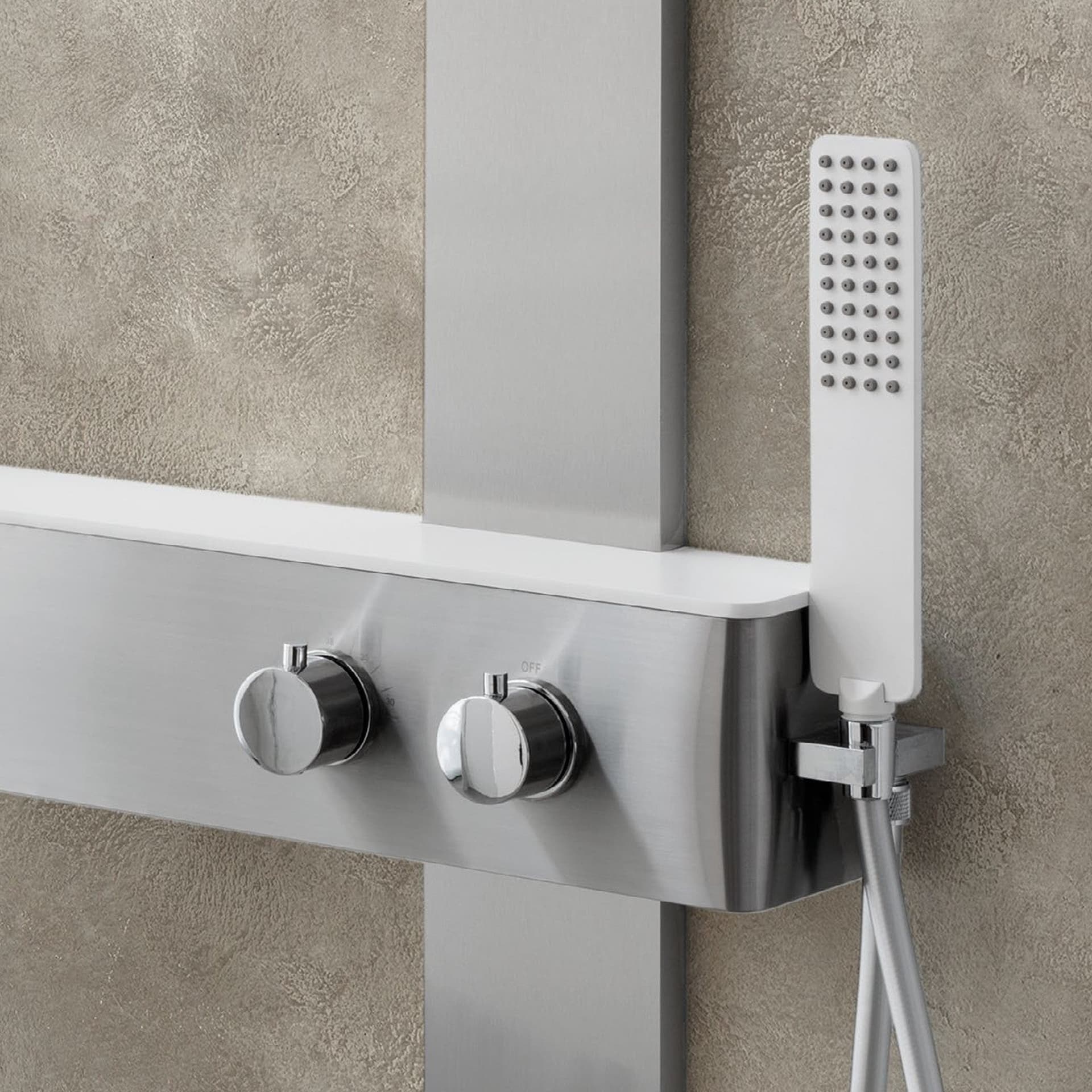 Colonna Doccia in acciaio inox spazzolati silver AOSTA in Rubinetti per vasca Mondialshop - Parabiago, commercioVirtuoso.it