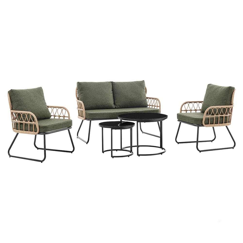 Set 5 pezzi Arredo Giardino in Polyrattan Tavolo Divanetto Sedie da Esterno Beige in Divanetti Danyx - Casoria, commercioVirtuoso.it