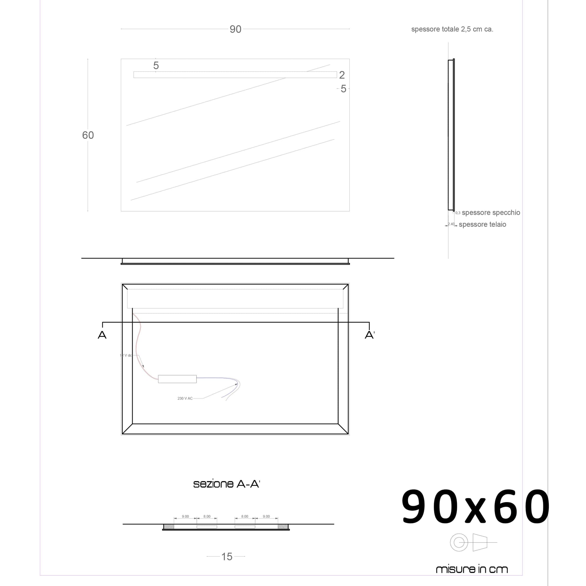 Specchio led bagno per mobile filo lucido 4 DEBBY in Specchi da parete Mondialshop - Parabiago, commercioVirtuoso.it