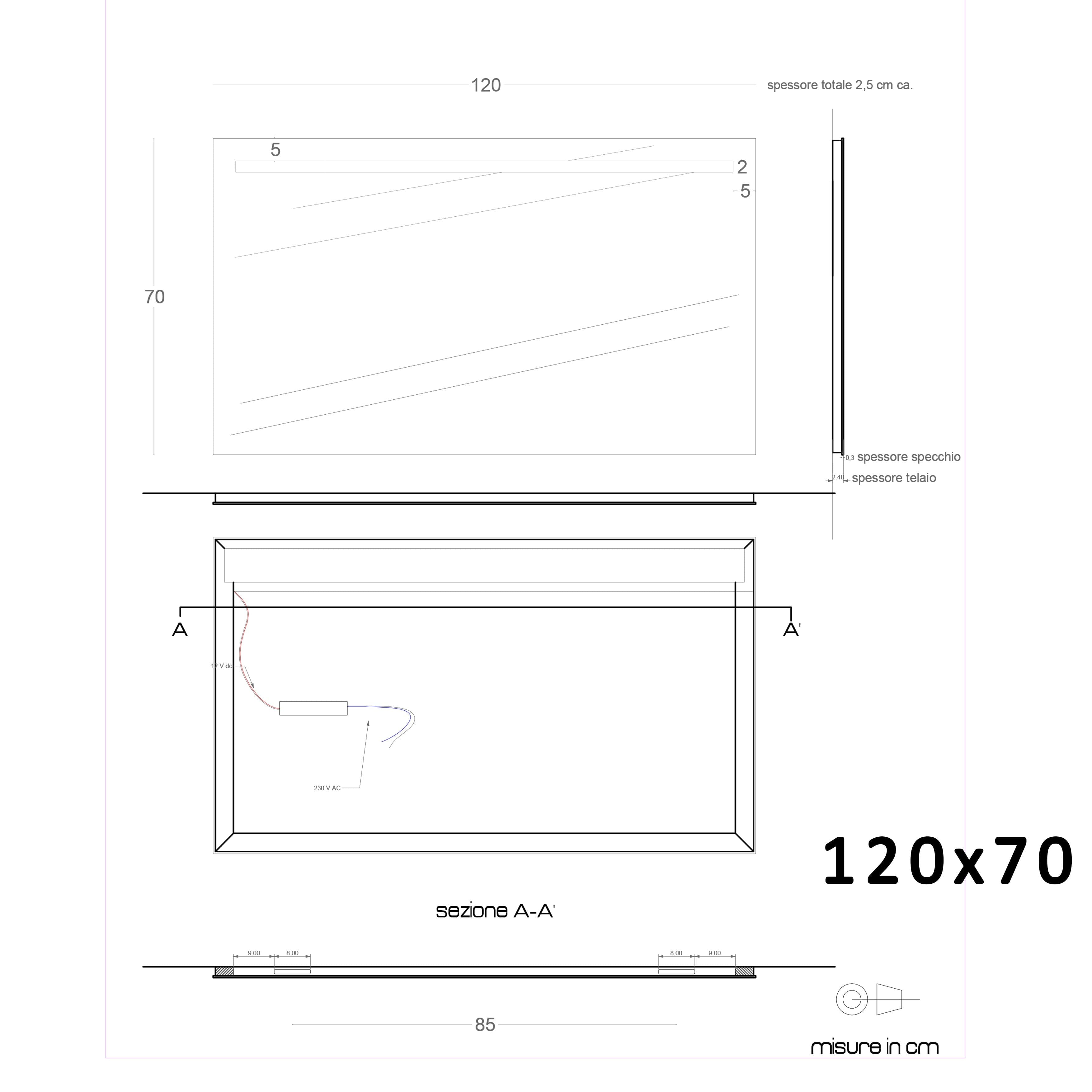 Specchio led bagno per mobile filo lucido 4 DEBBY in Specchi da parete Mondialshop - Parabiago, commercioVirtuoso.it