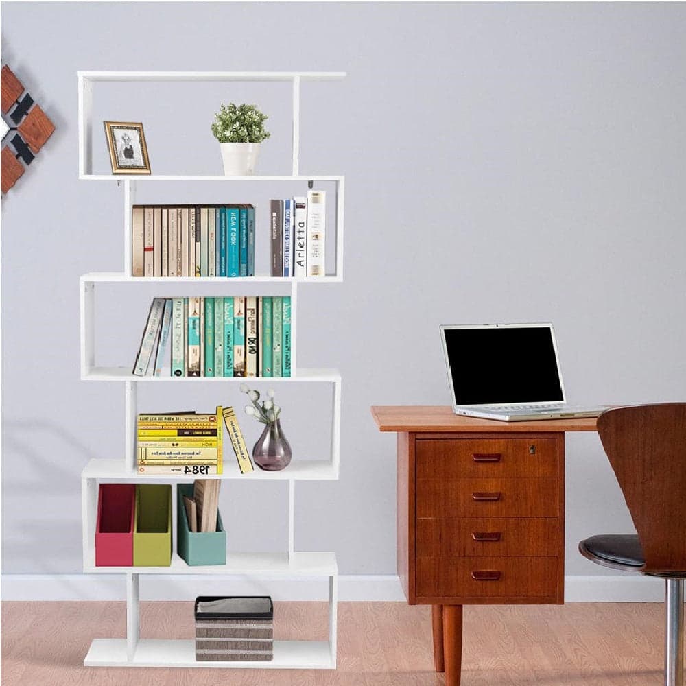 Scaffale Libreria 6 Ripiani 80x24 H190 cm Design Moderno Bianco Casa Ufficio Lavoro - 6