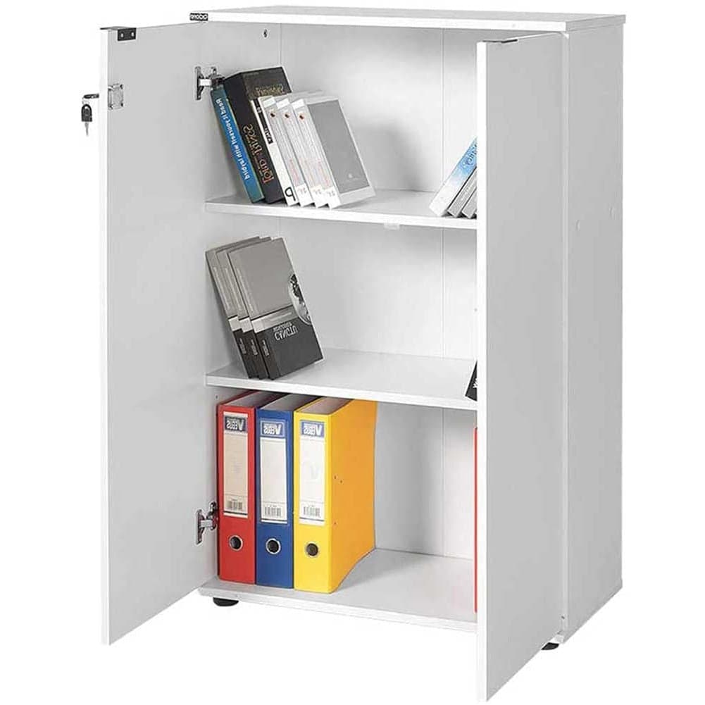 Mobile Archiviazione Ufficio 2Ante 3Ripiani 72x34 H109 cm con Chiave Bianco in Credenze Danyx - Casoria, commercioVirtuoso.it