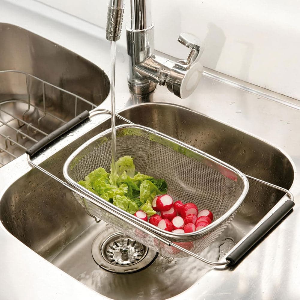 Colino per lavello lava Verdure Frutta in Acciaio Scolapasta Manici Allungabili