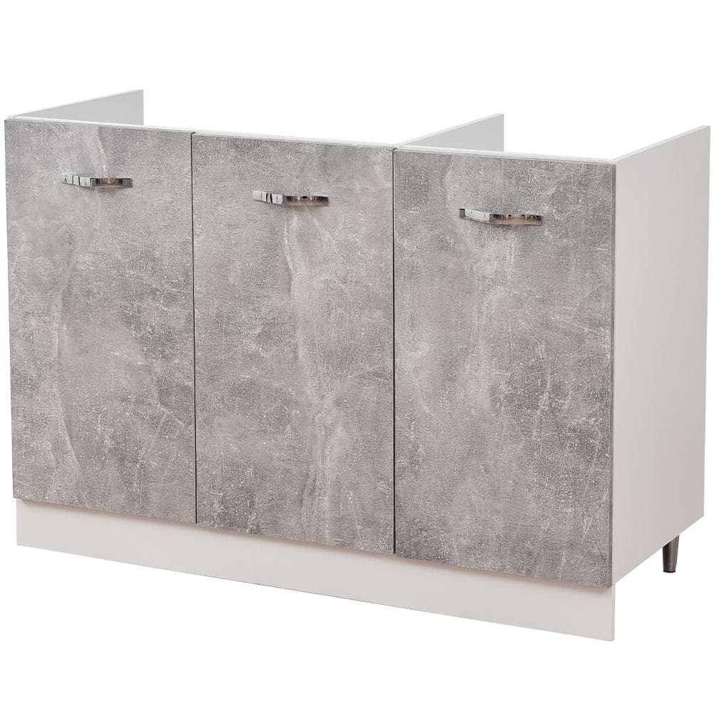 Mobile Cucina Sottolavello Componibile in Legno Colore Grigio con 3 Ante 120cm
