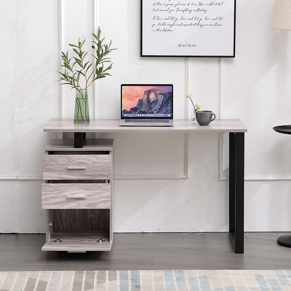Scrivania in Legno con Cassettiera integrata Porta Pc Computer 120x50cm Grigio in Scrivanie Danyx - Casoria, commercioVirtuoso.it