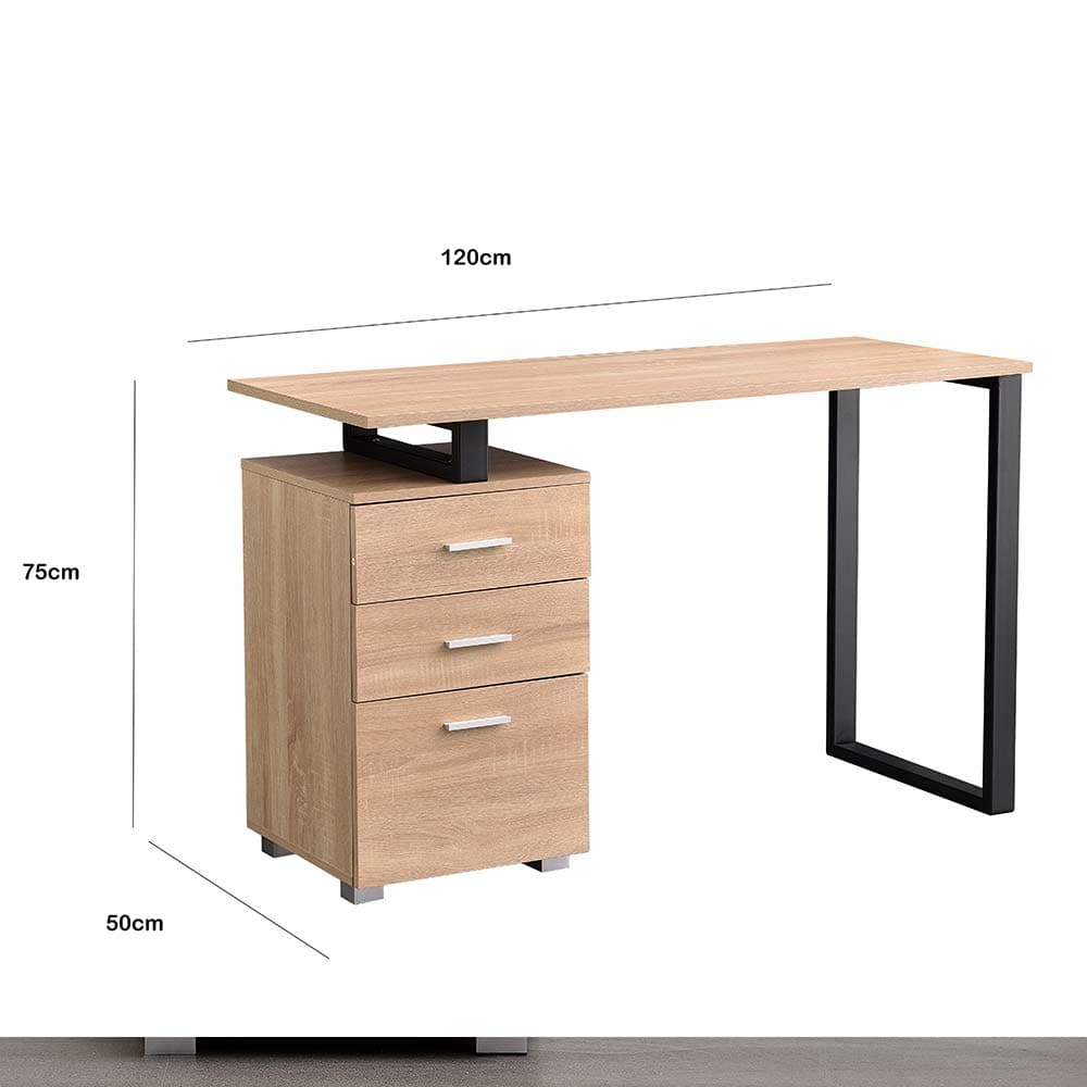 Scrivania in Legno con Cassettiera integrata Porta Pc Computer 120x50cm Quercia Chiaro in Scrivanie Danyx - Casoria, commercioVirtuoso.it