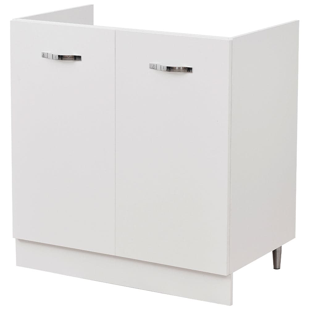 Mobile Cucina Sottolavello Componibile in Legno Colore Bianco con 2 Ante 80cm
