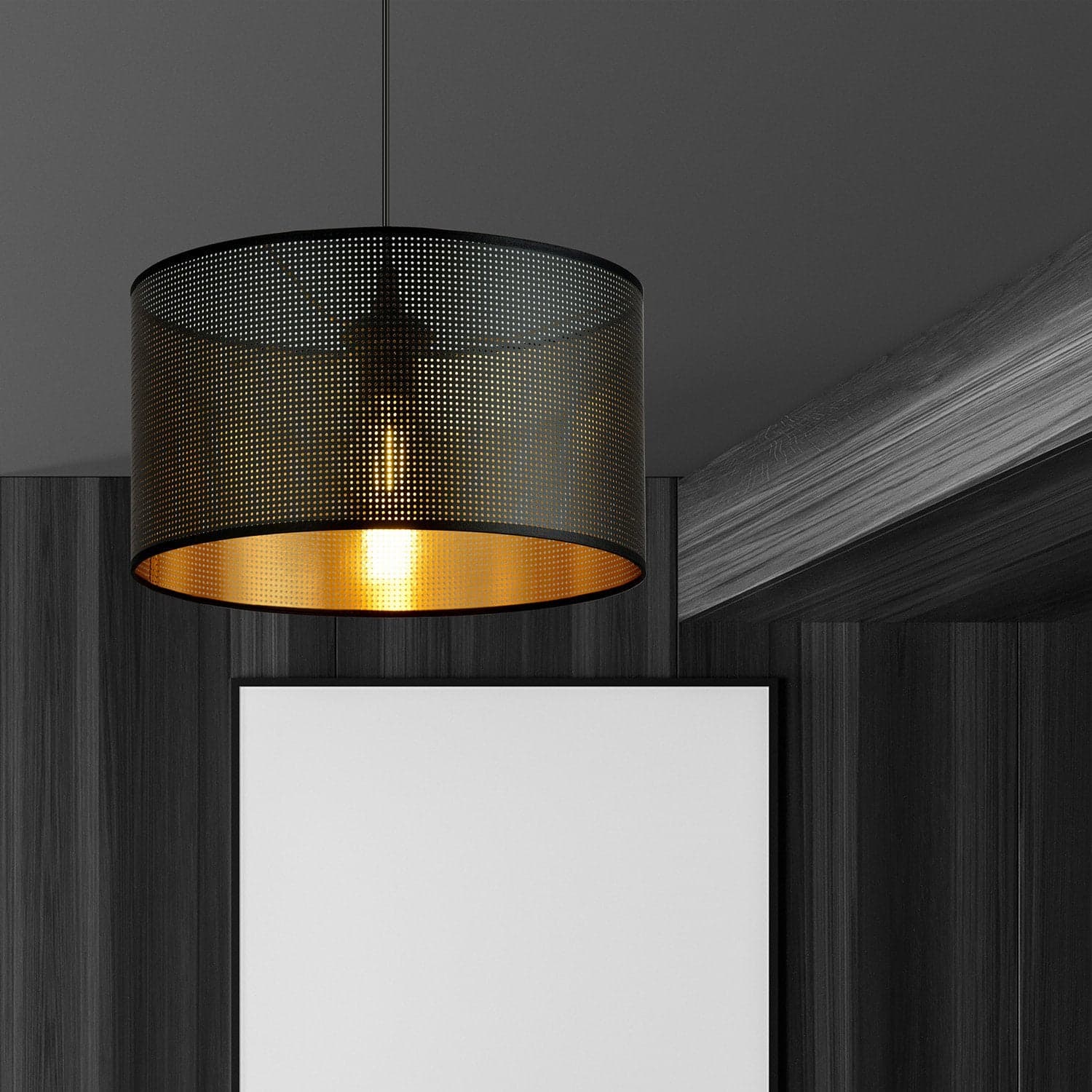 Sospensione Minimal 1 Luce Aston In Acciaio Nero E Oro in Lampade a sospensione LuceArt - Montecorvino Pugliano, commercioVirtuoso.it