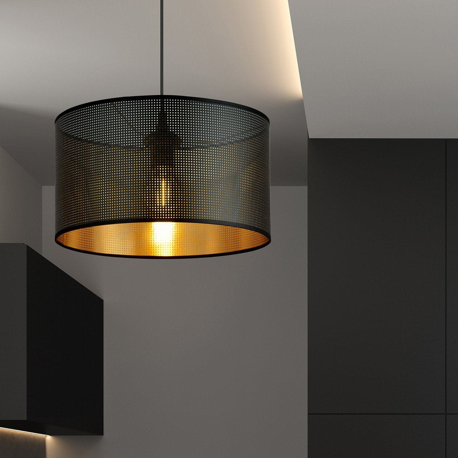 Sospensione Minimal 1 Luce Aston In Acciaio Nero E Oro in Lampade a sospensione LuceArt - Montecorvino Pugliano, commercioVirtuoso.it