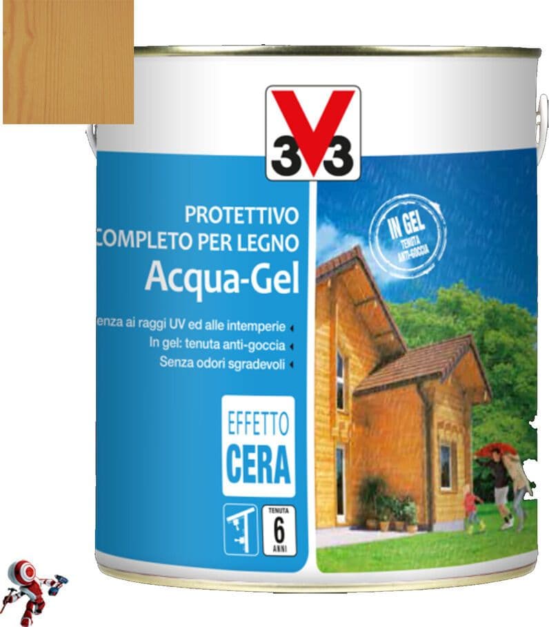 V33 Protettivo completo Acqua-Gel 750 ml Ideale su tutti i tipi di legno in Vernice Masterbrico - Longobardi, commercioVirtuoso.it