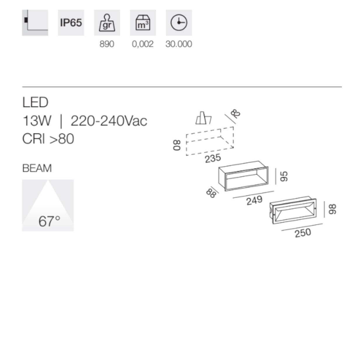 Segnapasso Gea Led OHRM GES351 LED alluminio policarbonato IP65 in Lampade da parete Lampadari Bartalini - Colle di Val d’Elsa, commercioVirtuoso.it