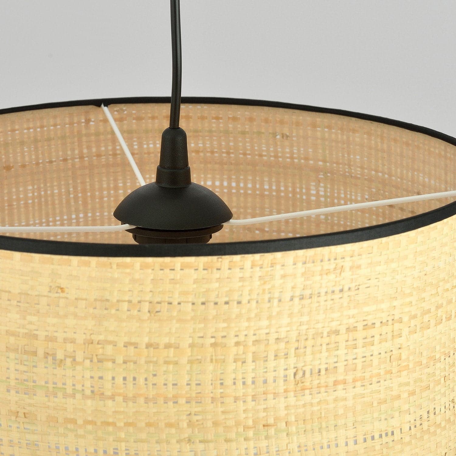 Sospensione Nordica 1 Luce Aston In Acciaio Nero E Rattan in Lampade a sospensione LuceArt - Montecorvino Pugliano, commercioVirtuoso.it