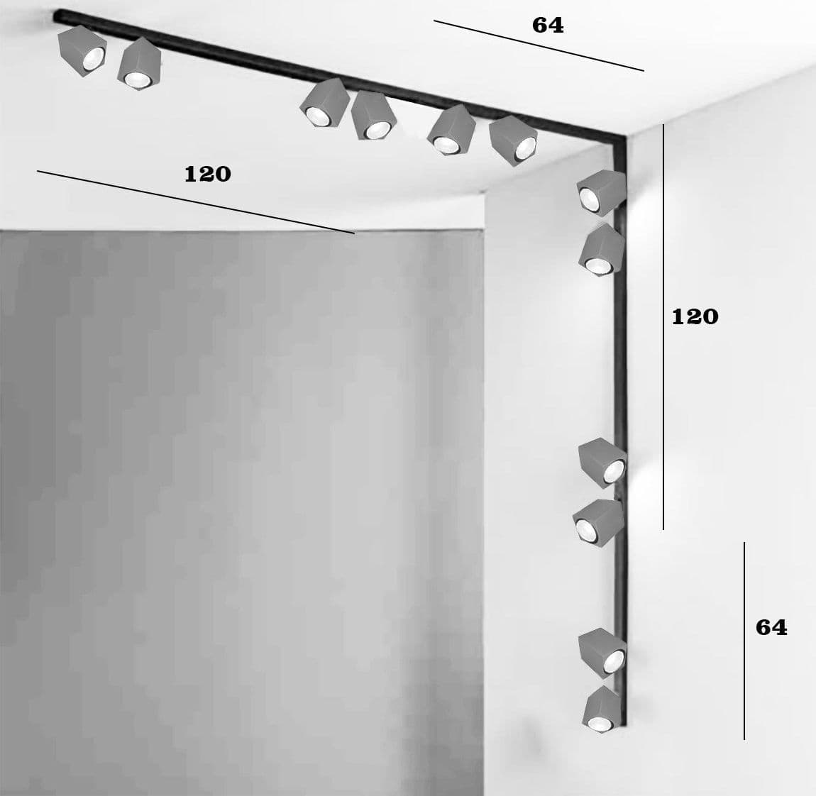 Binario faretti Perenz SNODO 8292N 8290N 8294 GU10 LED sistema modulare angolare interno spot quadrato orientabili in Faretti da soffitto Lampadari Bartalini - Colle di Val d’Elsa, commercioVirtuoso.it
