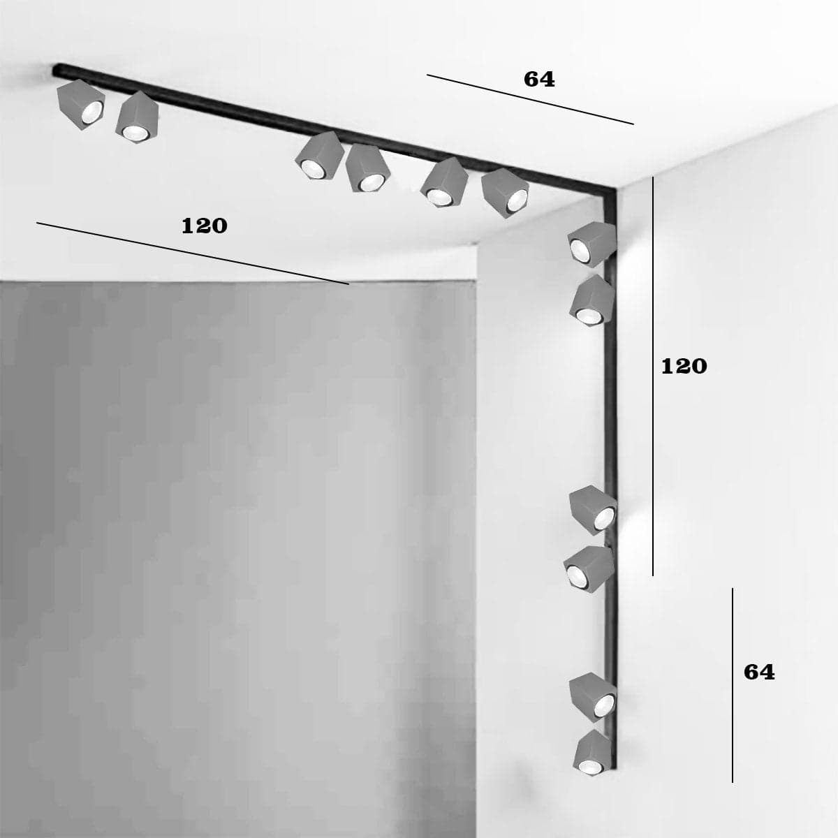 Binario faretti Perenz SNODO 8292N 8290N 8294 GU10 LED sistema modulare angolare interno spot quadrato orientabili in Faretti da soffitto Lampadari Bartalini - Colle di Val d’Elsa, commercioVirtuoso.it