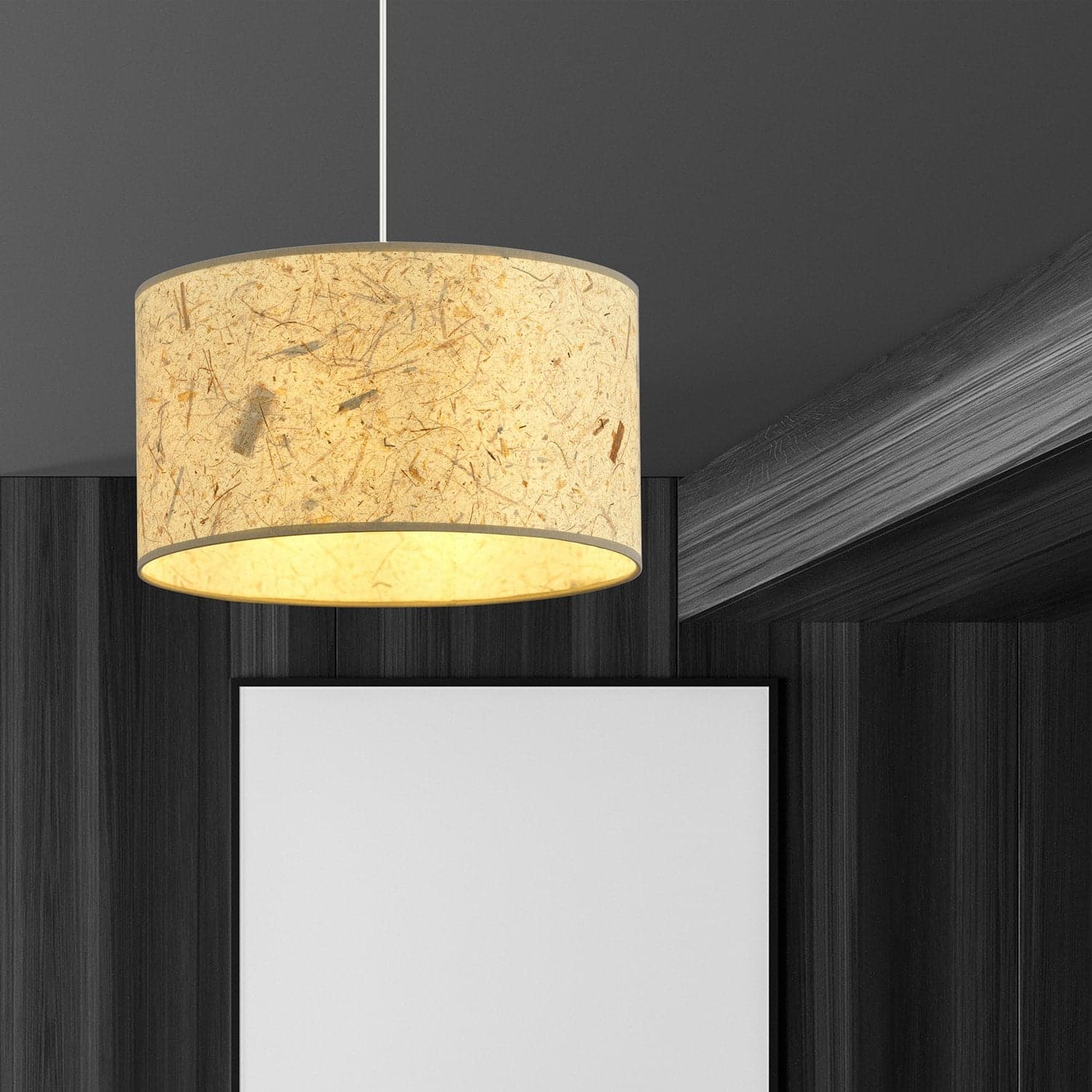 Sospensione Minimal 1 Luce Aston In Acciaio Bianco E Beige Effetto Sughero in Lampade a sospensione LuceArt - Montecorvino Pugliano, commercioVirtuoso.it