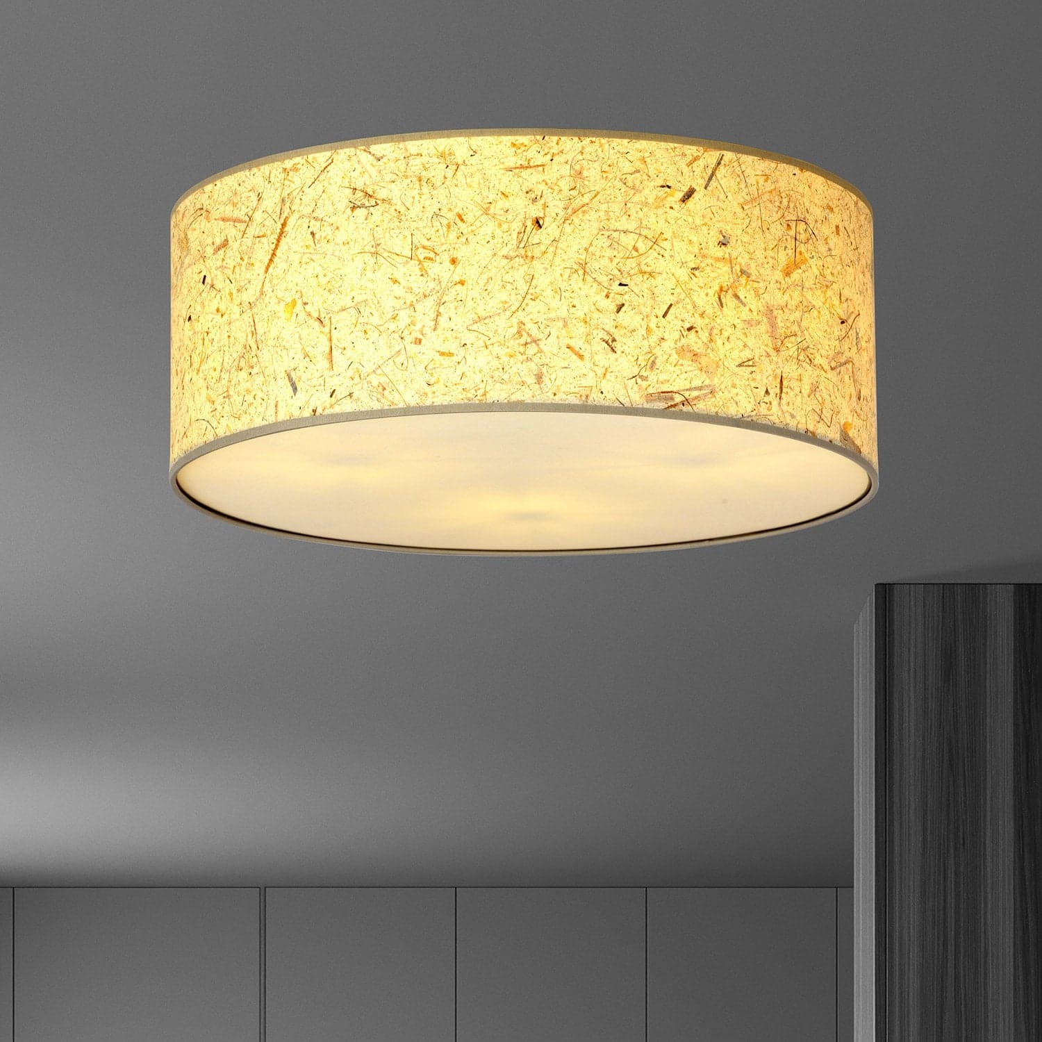 Plafoniera Minimal 3 Luci Aston In Acciaio Bianco E Beige Effetto Sughero in Plafoniere LuceArt - Montecorvino Pugliano, commercioVirtuoso.it