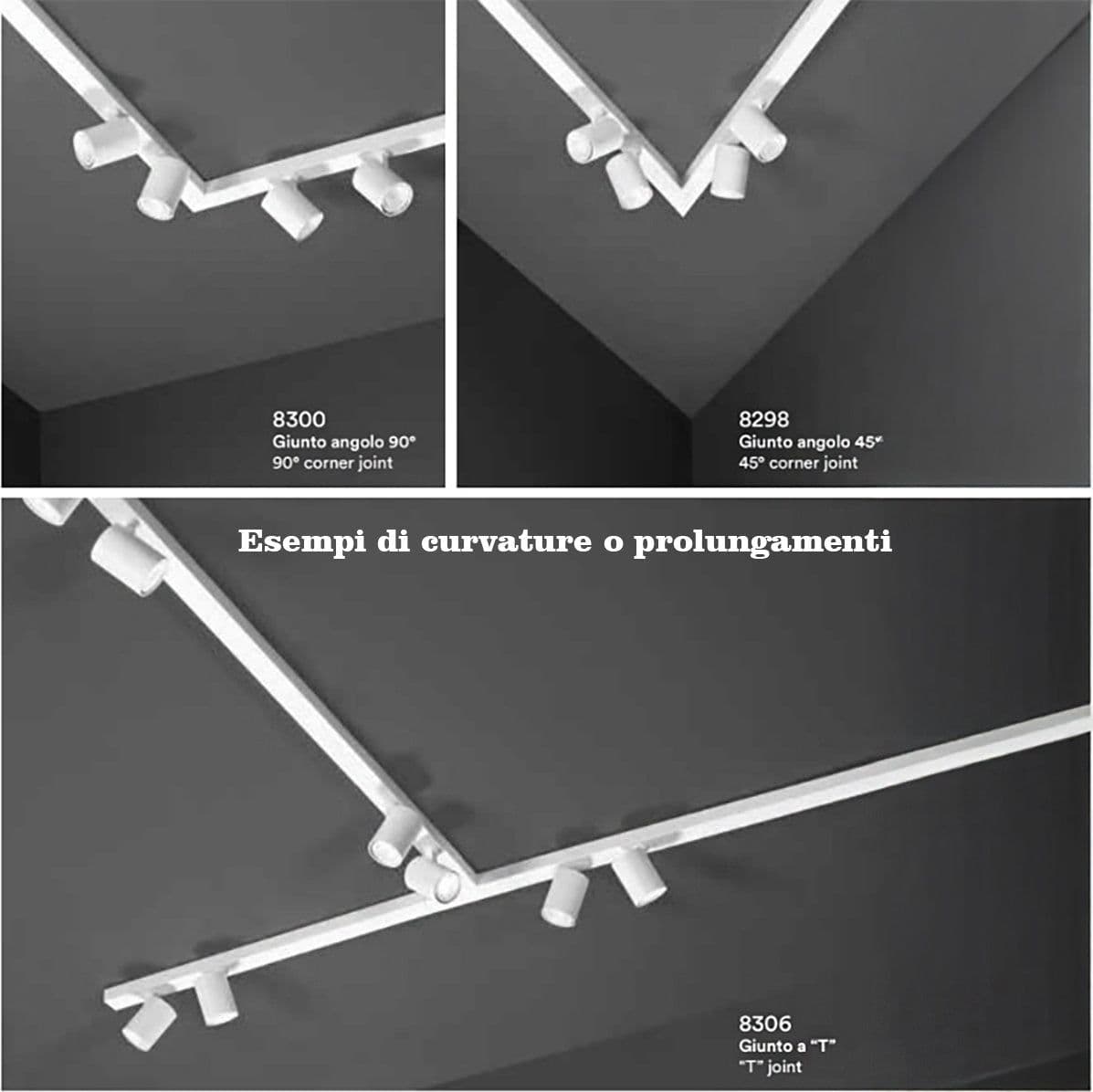 Binario faretti Perenz SNODO 8292N 8290N 8296 GU10 LED sistema modulare angolare esterno spot orientabili in Teste faretto per sistemi di illuminazione a cavo e su binario Lampadari Bartalini - Colle di Val d’Elsa, commercioVirtuoso.it