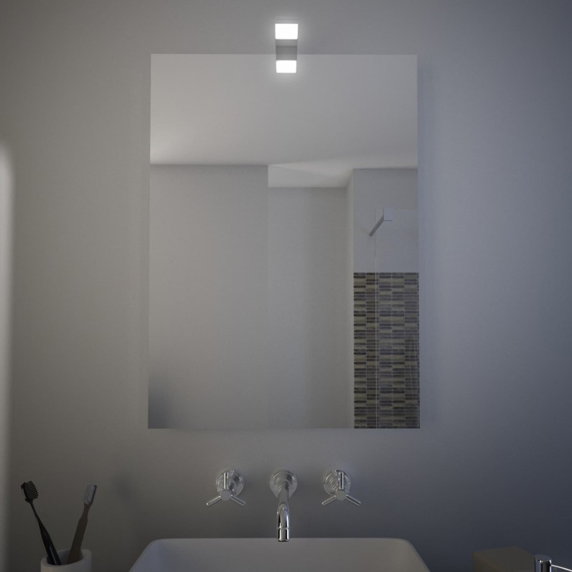 Specchio bagno con lampada led verticale o orizzontale PANAY in Specchi da parete Mondialshop - Parabiago, commercioVirtuoso.it