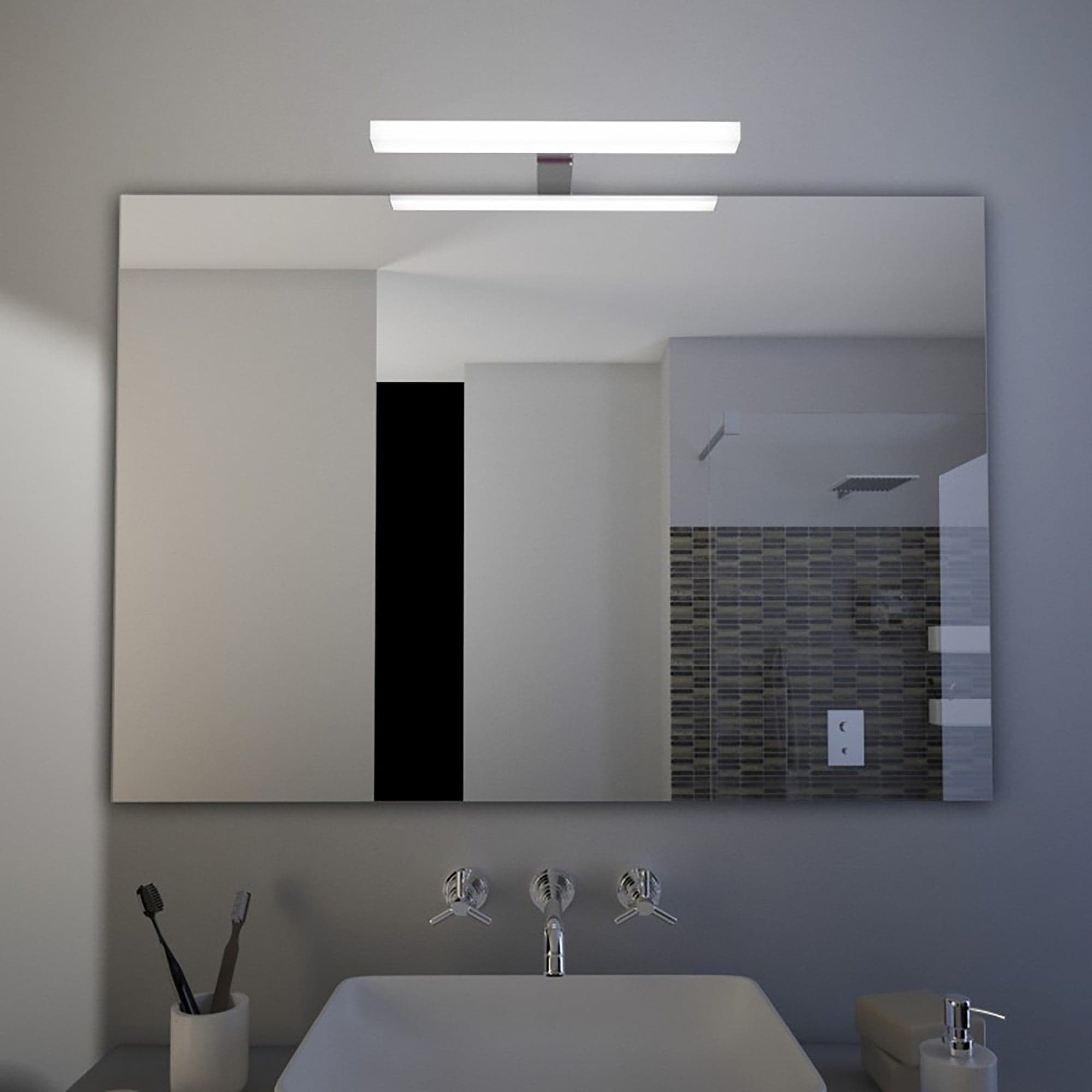 Specchio bagno con lampada rettangolare reversibile CEBU in Luci da specchio Mondialshop - Parabiago, commercioVirtuoso.it