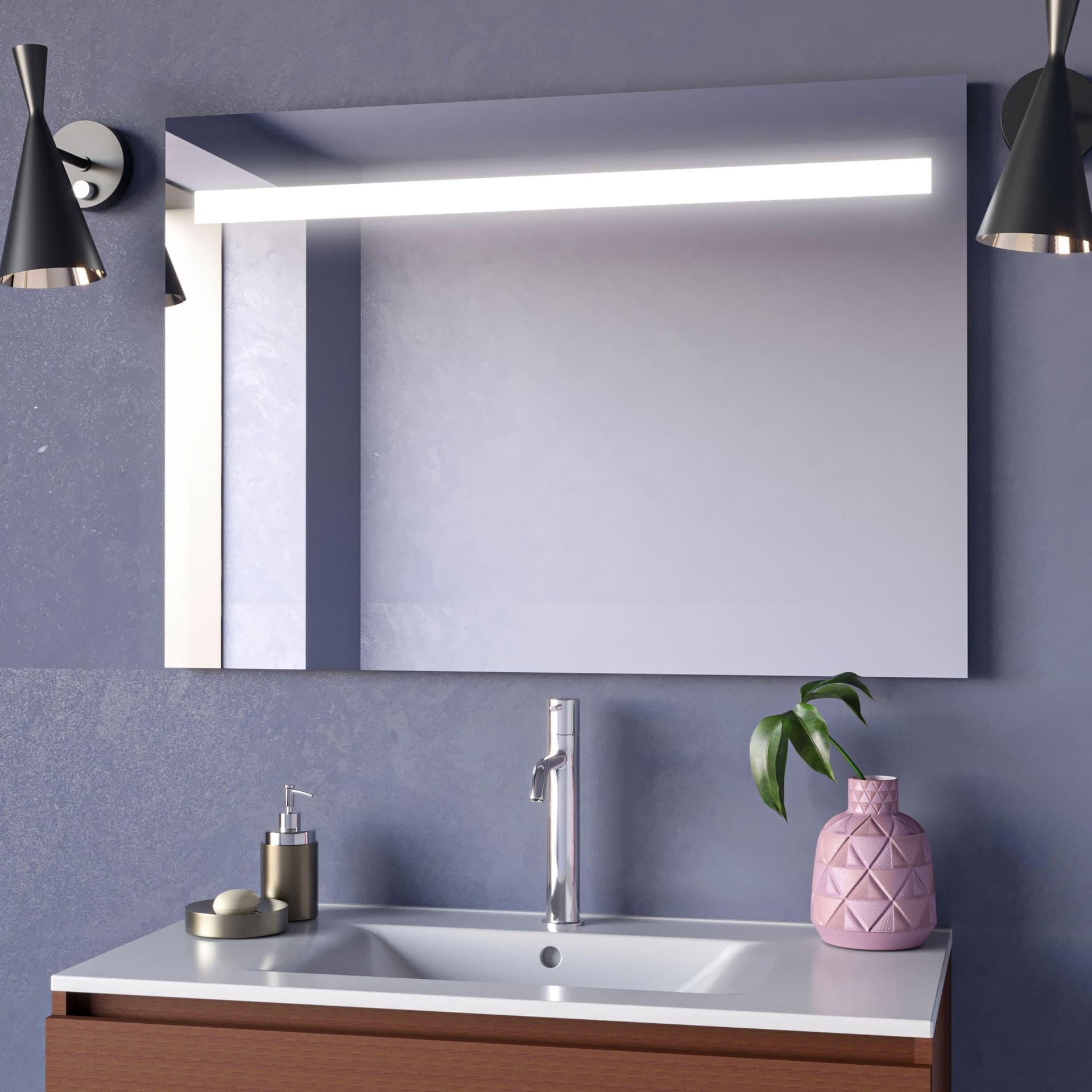 Specchio da bagno retroilluminato strip Led GEIGOR in Specchi da parete Mondialshop - Parabiago, commercioVirtuoso.it