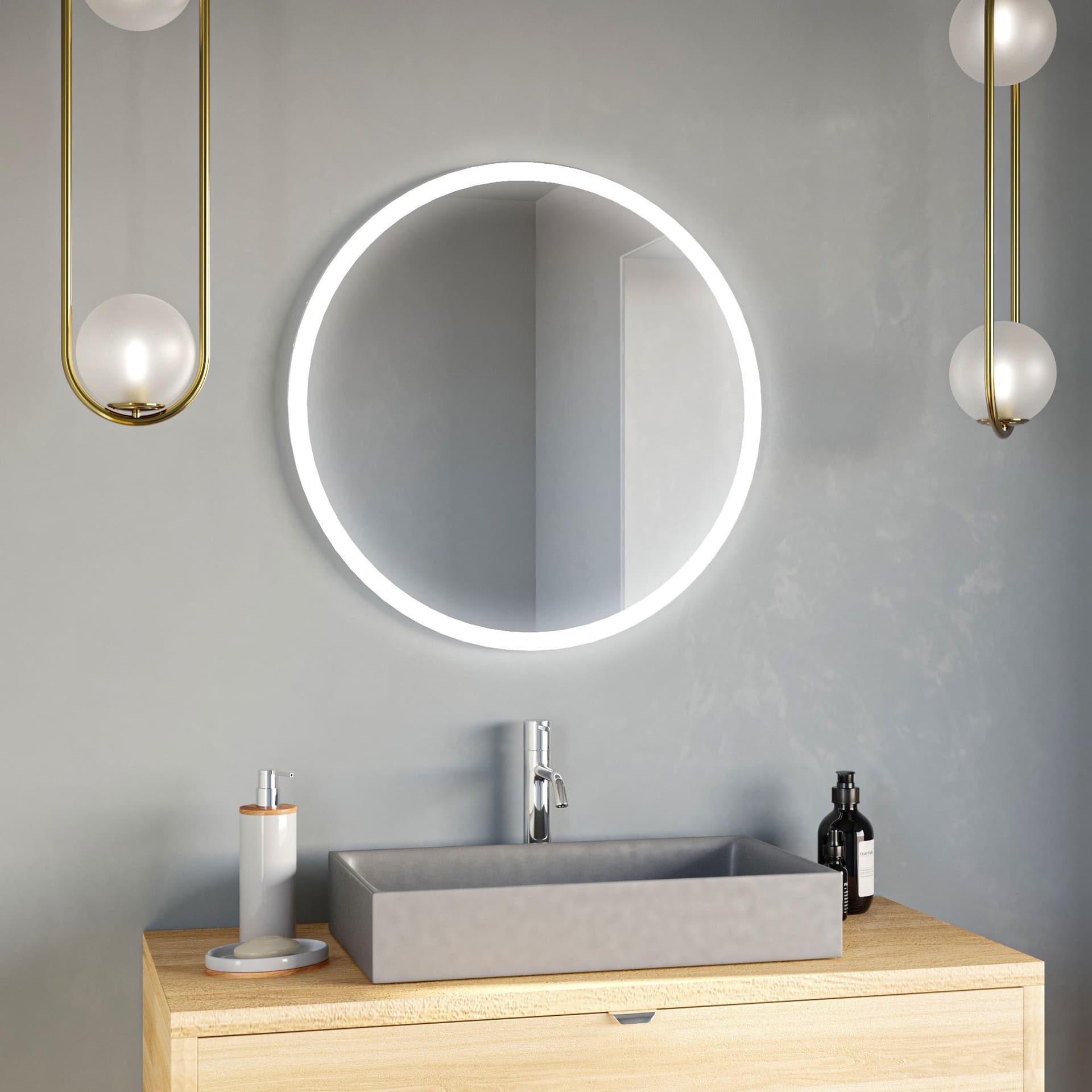 Specchio bagno retroilluminato led rotondo a filo lucido 70 80 LUZON in Specchi da parete Mondialshop - Parabiago, commercioVirtuoso.it